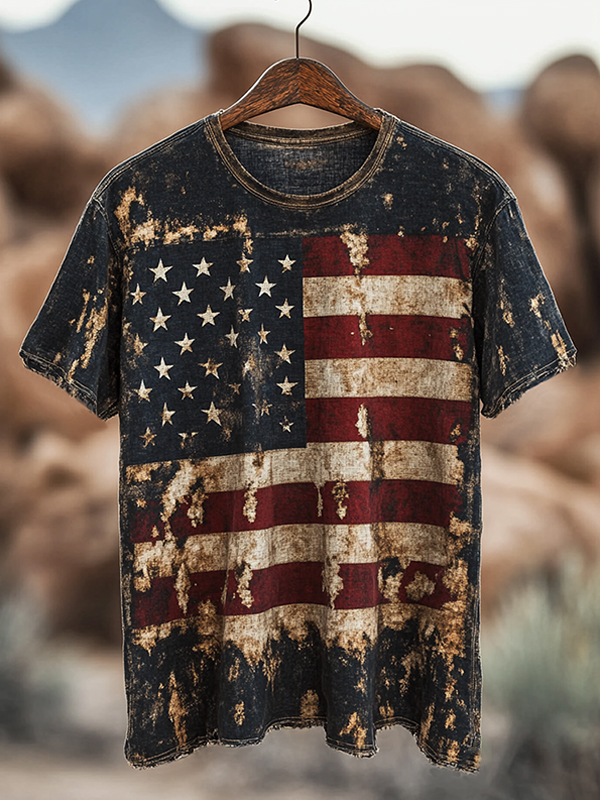 Men's Classic American Flag Art Print T-Shirt