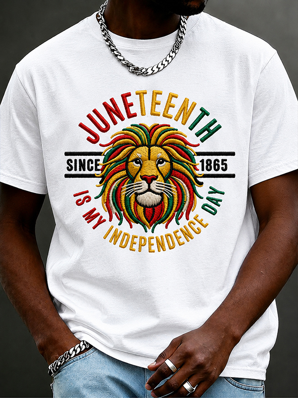 Men's Juneteenth Is My Independence Day Since 1865Print Cotton Casual T-Shirt