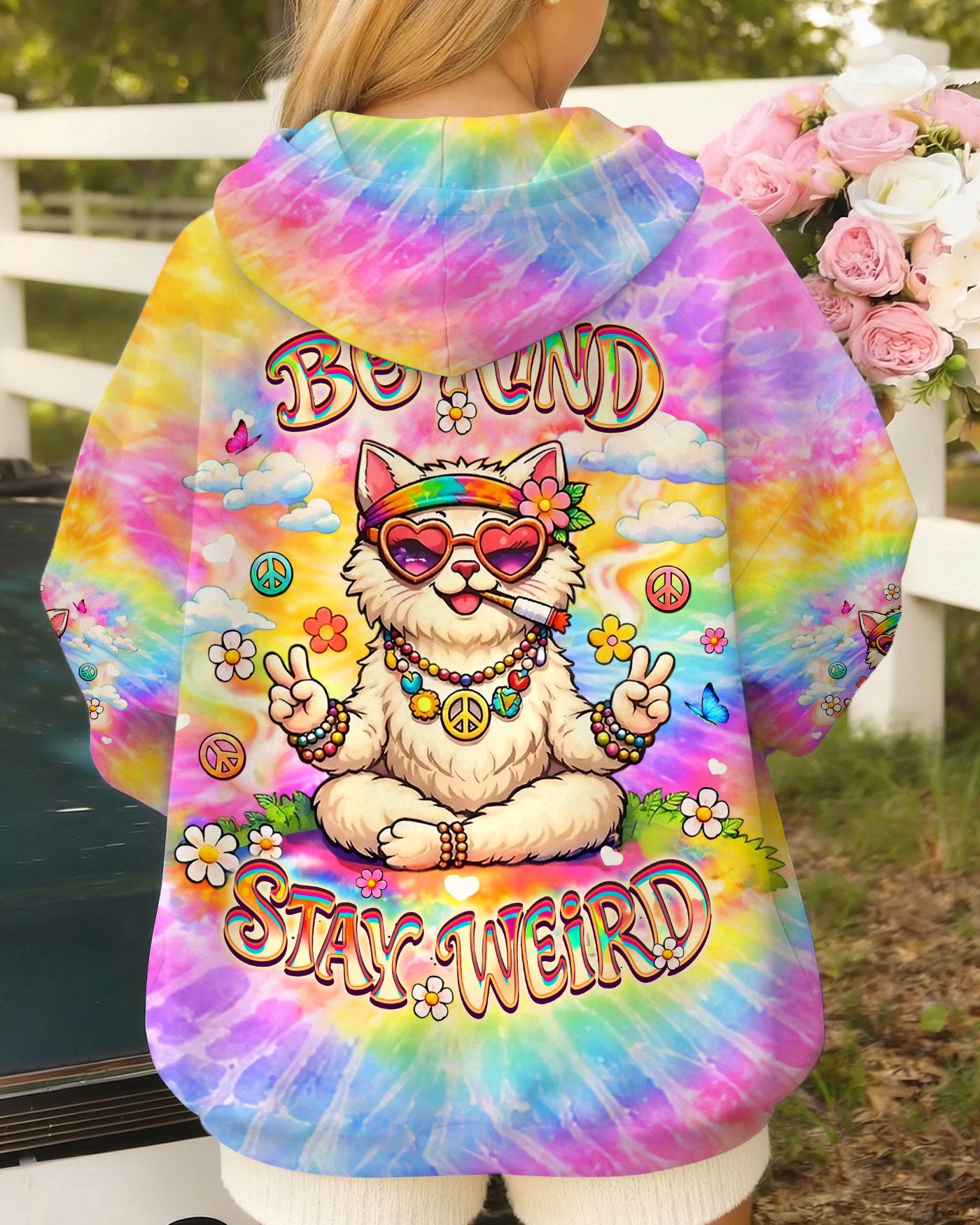 BE KIND STAY WEIRD FUNNY CAT ALL OVER PRINT - YHLT1102262
