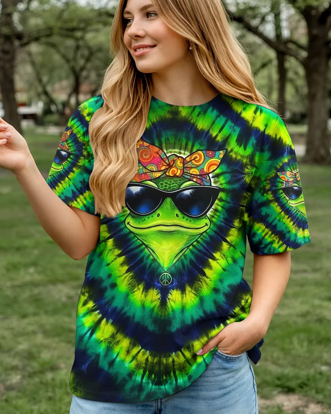 GROOVY GREEN SWIRL FROG ALL OVER PRINT - YHLT2701262