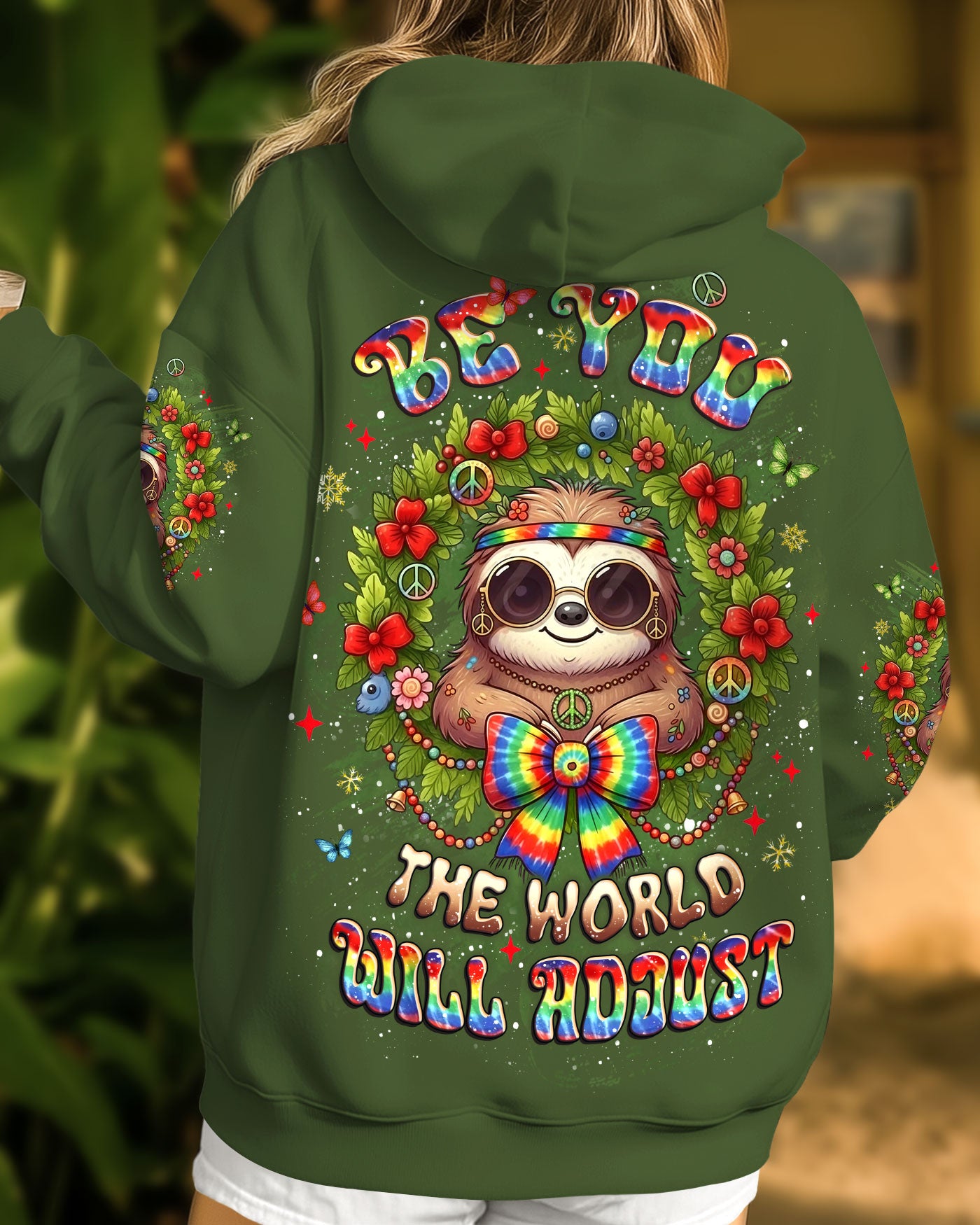 BE YOU THE WORLD WILL ADJUST SLOTH CHRISTMAS ALL OVER PRINT - YHLT1411252