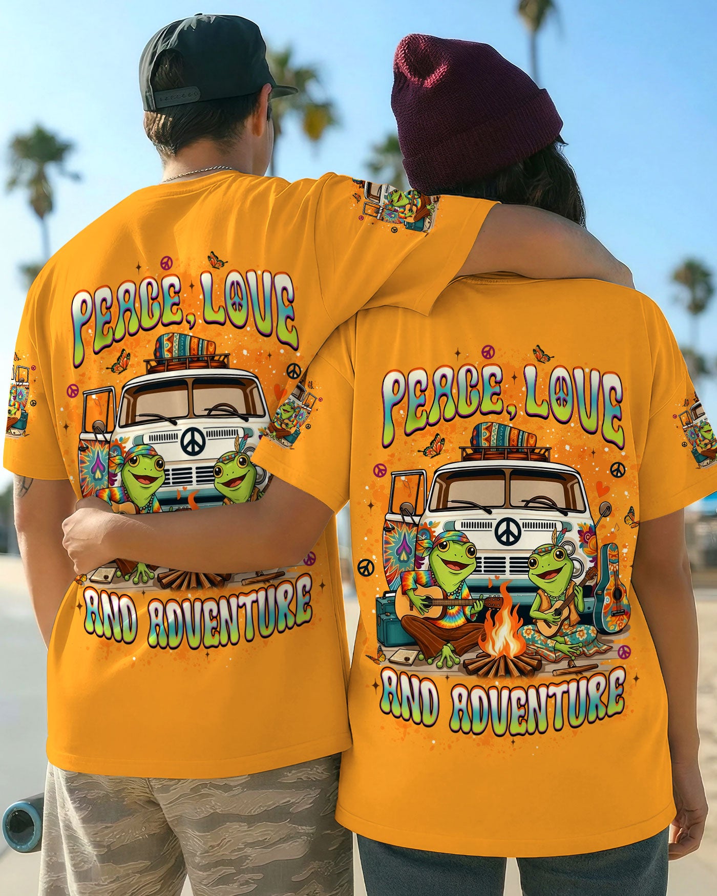 PEACE LOVE AND ADVENTURE COUPLE ALL OVER PRINT - YHLT1501261