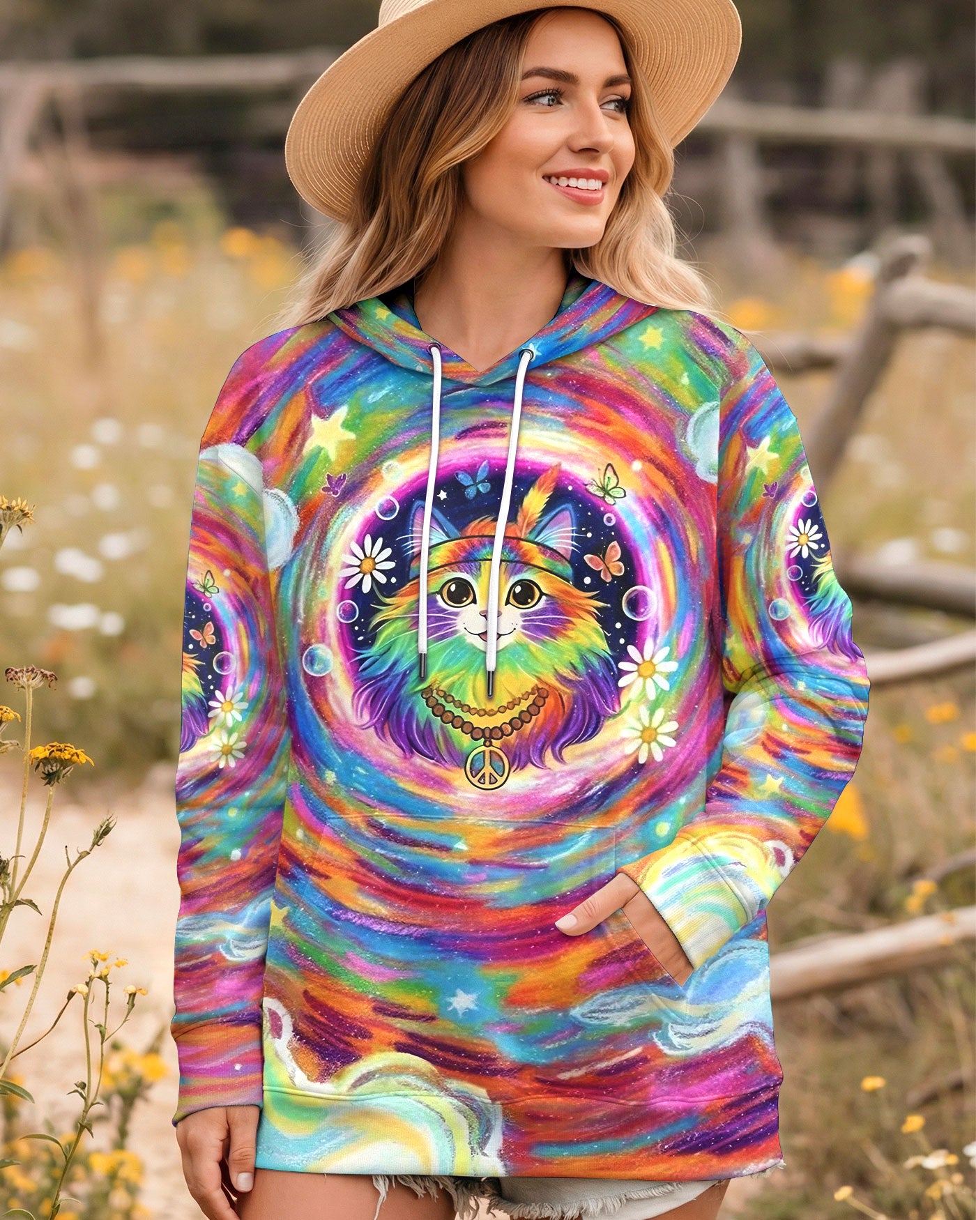 GROOVY GALAXY CAT ALL OVER PRINT - YHLT0801261