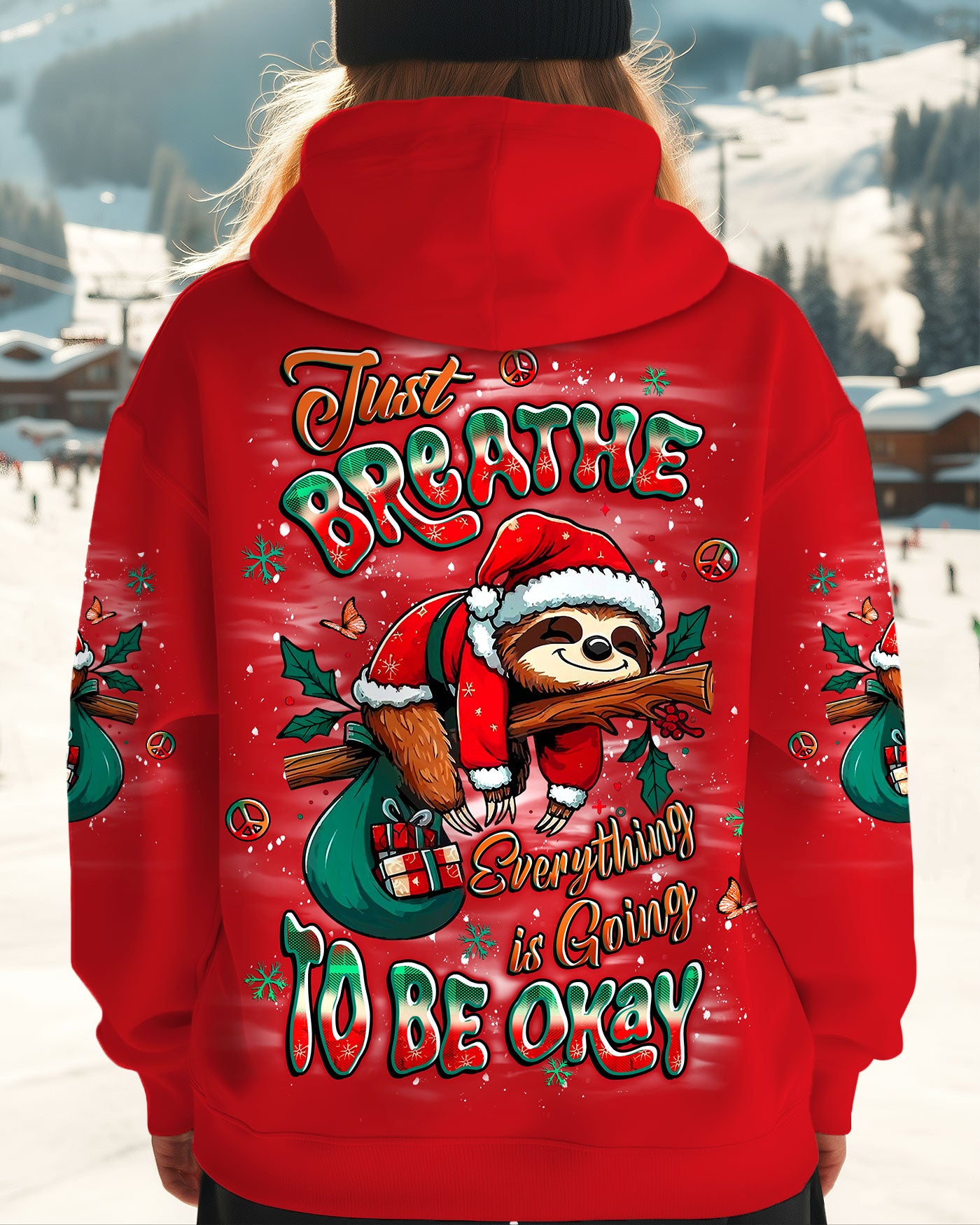 JUST BREATHE SLOTH CHRISTMAS ALL OVER PRINT - YHLT2310252