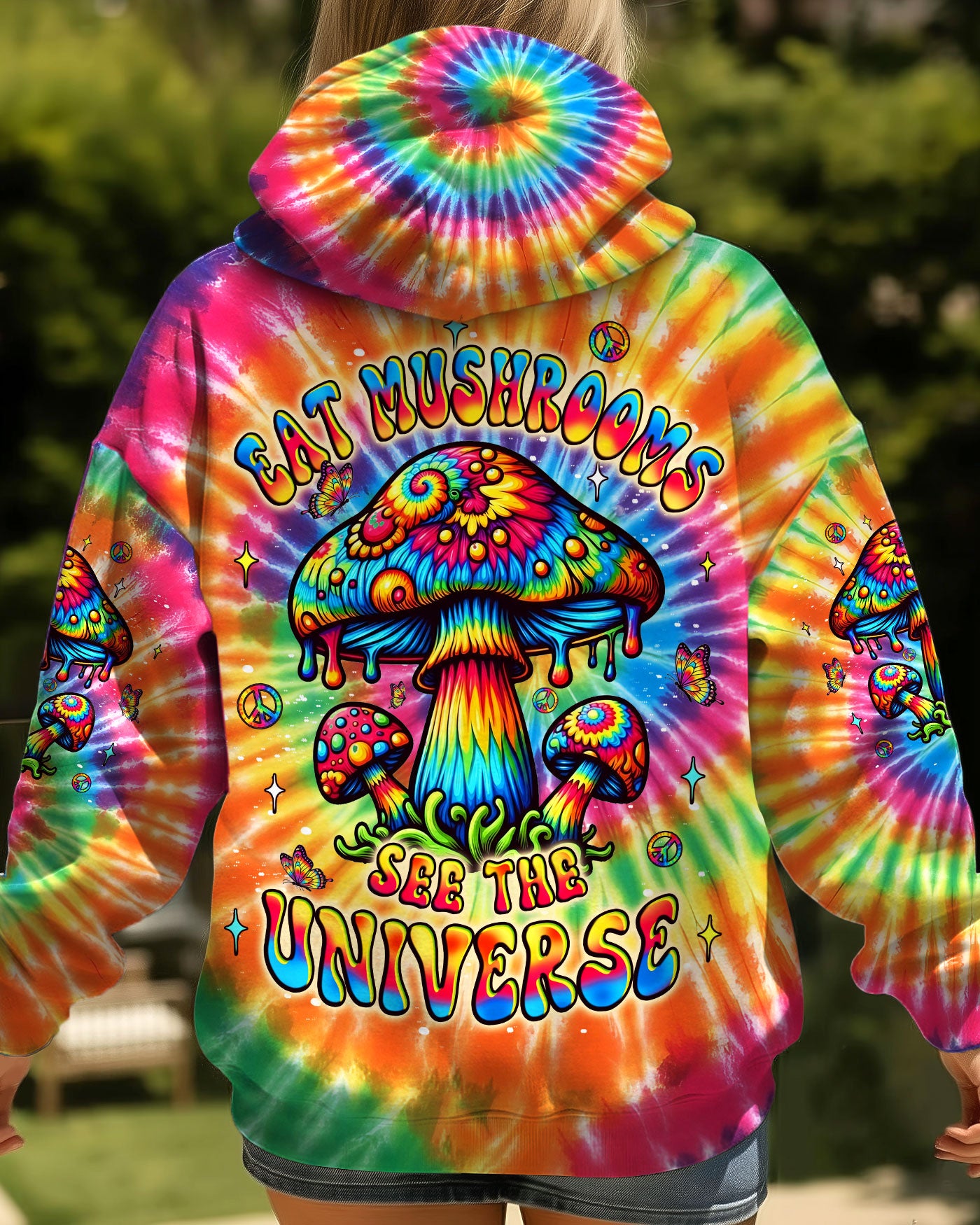 EAT MUSHROOMS SEE THE UNIVERSE TIE DYE ALL OVER PRINT - YHLT0212253