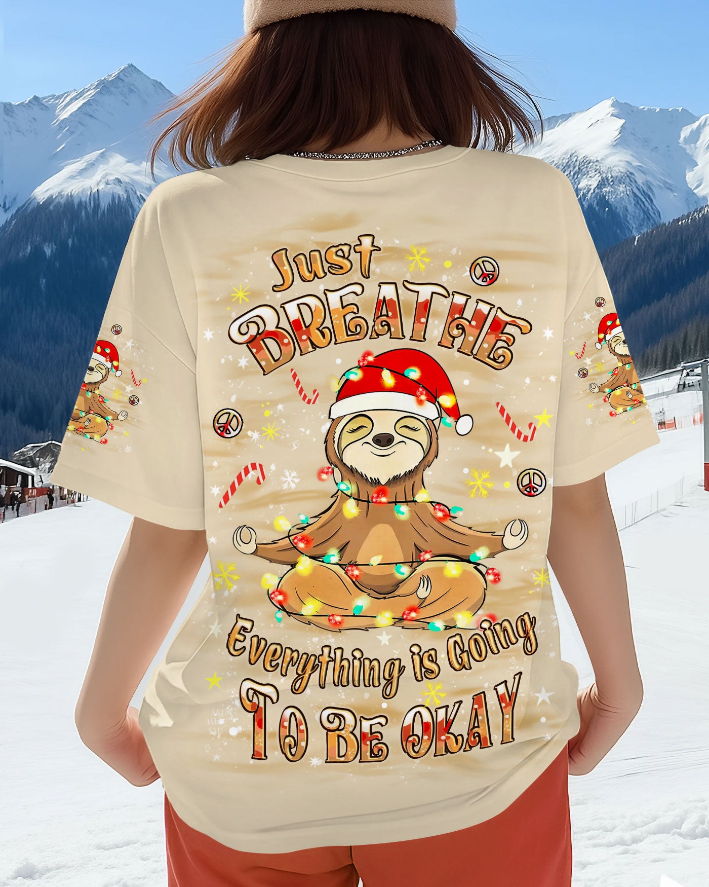 JUST BREATHE CHRISTMAS SLOTH ALL OVER PRINT - YHLT0411252