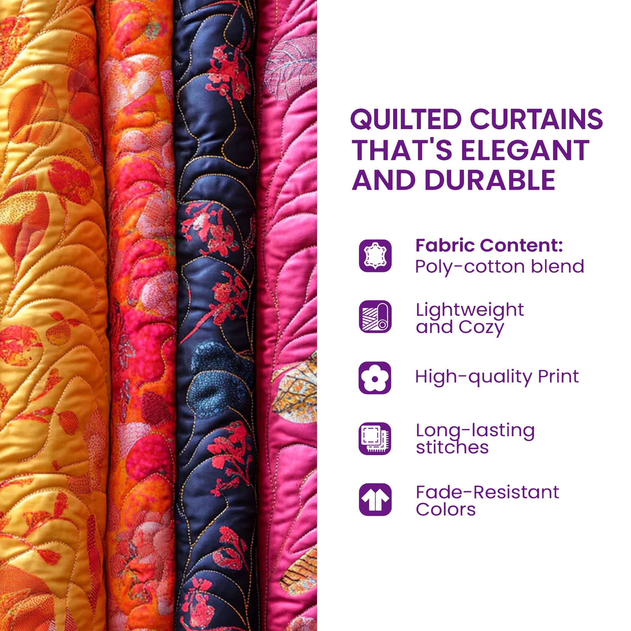 Rustic Feather Quilted Curtains GFTOQM3251