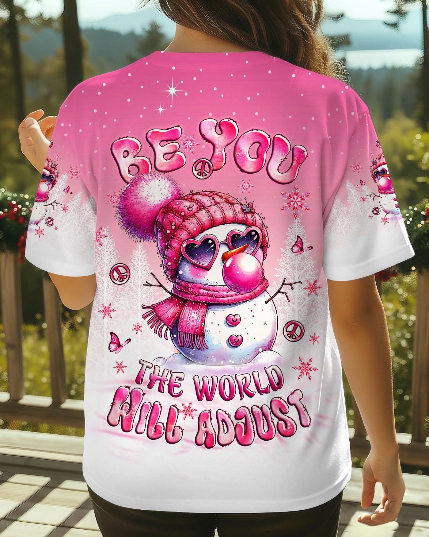 BE YOU THE WORLD WILL ADJUST SNOWMAN CHRISTMAS ALL OVER PRINT - YHLT1111252
