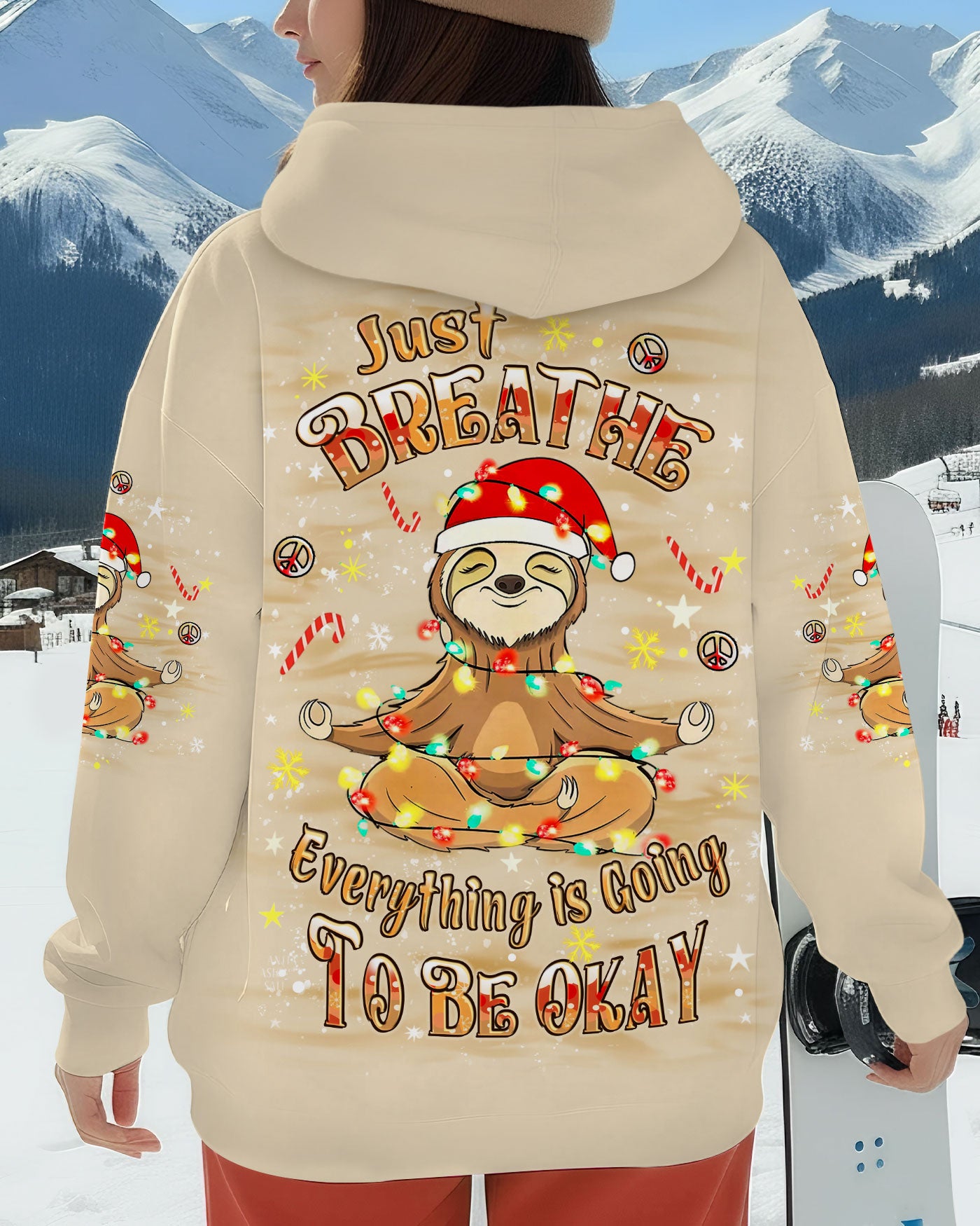 JUST BREATHE CHRISTMAS SLOTH ALL OVER PRINT - YHLT0411252