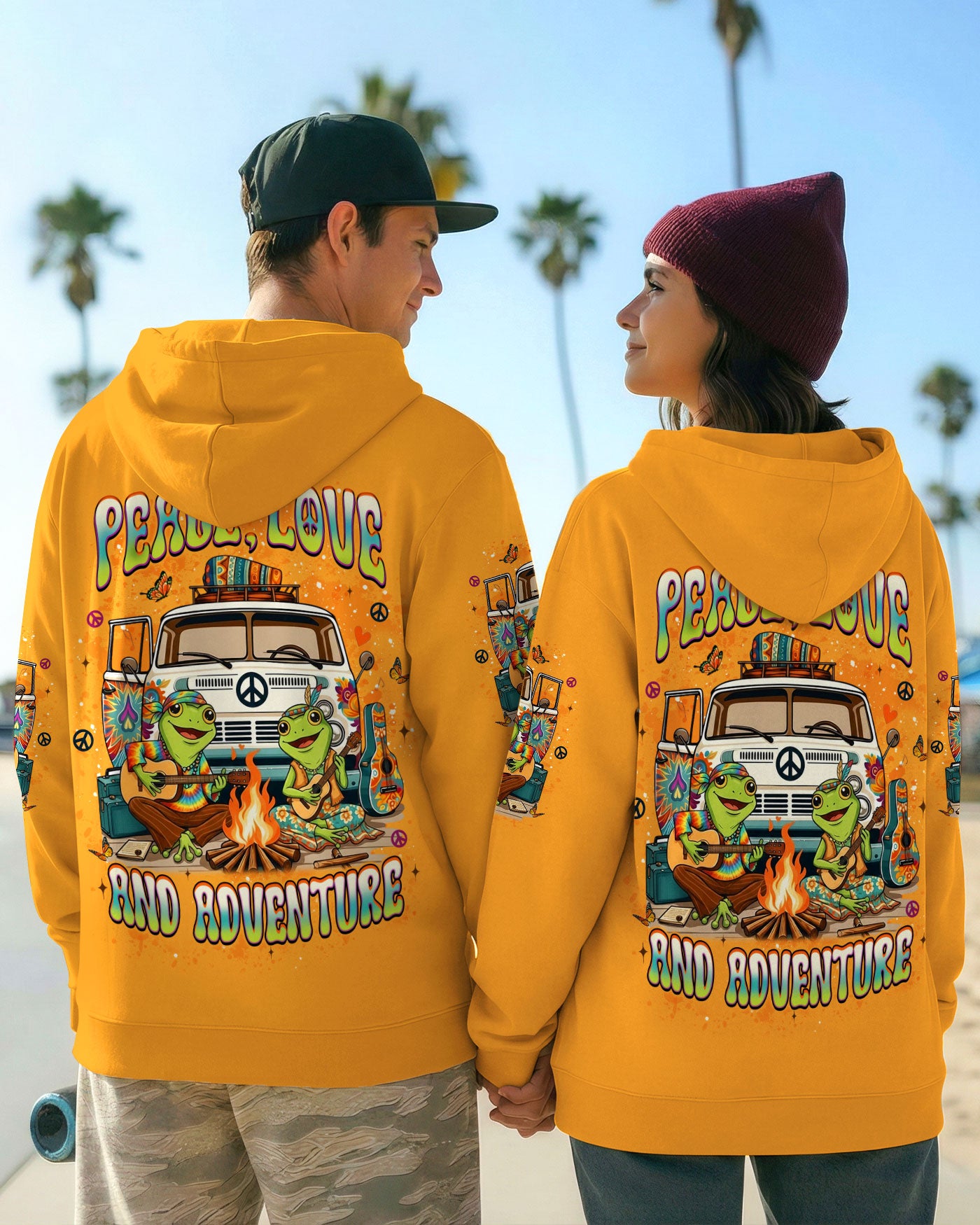 PEACE LOVE AND ADVENTURE COUPLE ALL OVER PRINT - YHLT1501261