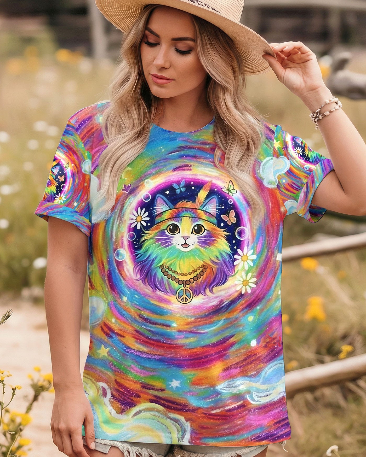 GROOVY GALAXY CAT ALL OVER PRINT - YHLT0801261