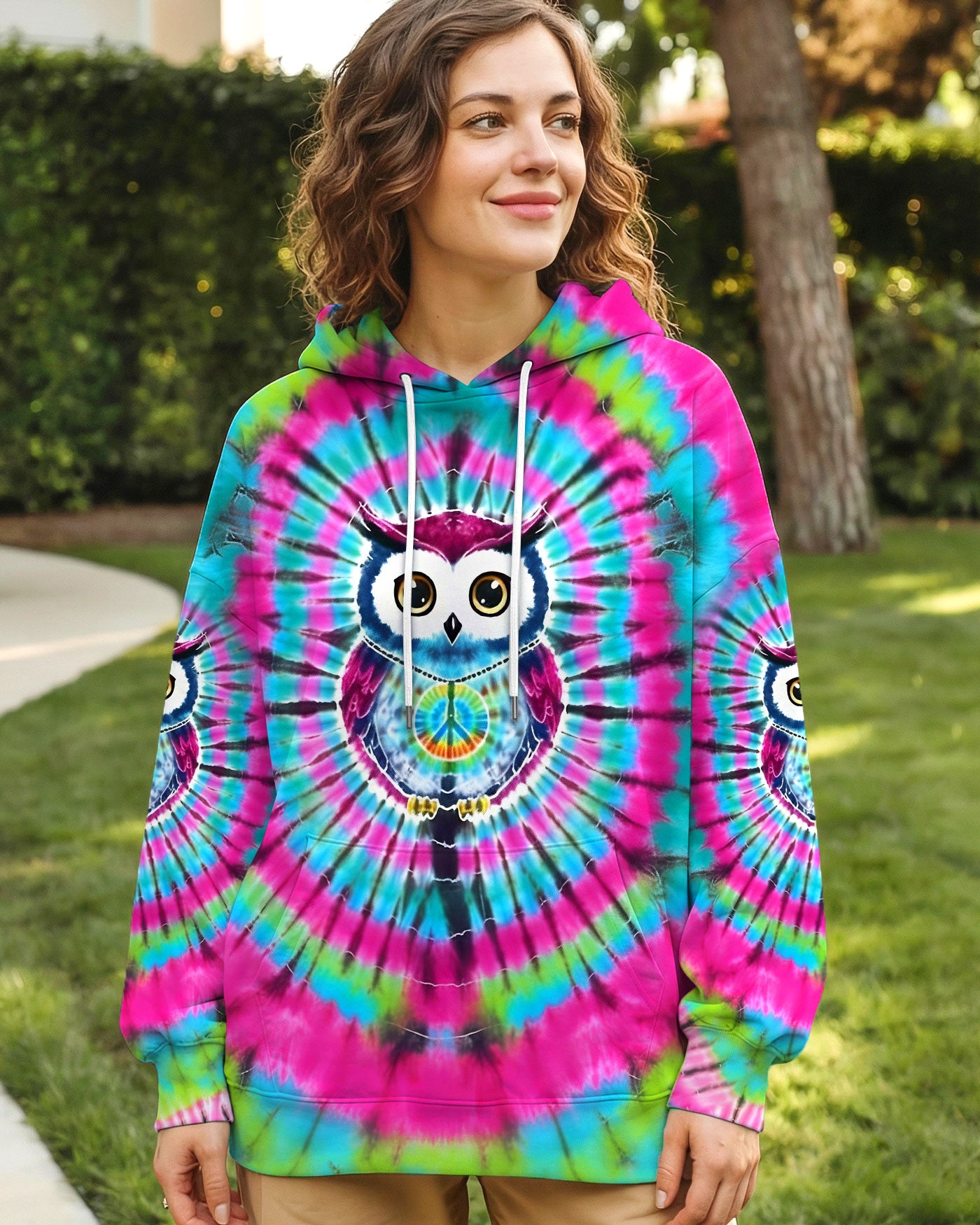VIBRANT VORTEX HIPPIE OWL ALL OVER PRINT - YHLT1501262