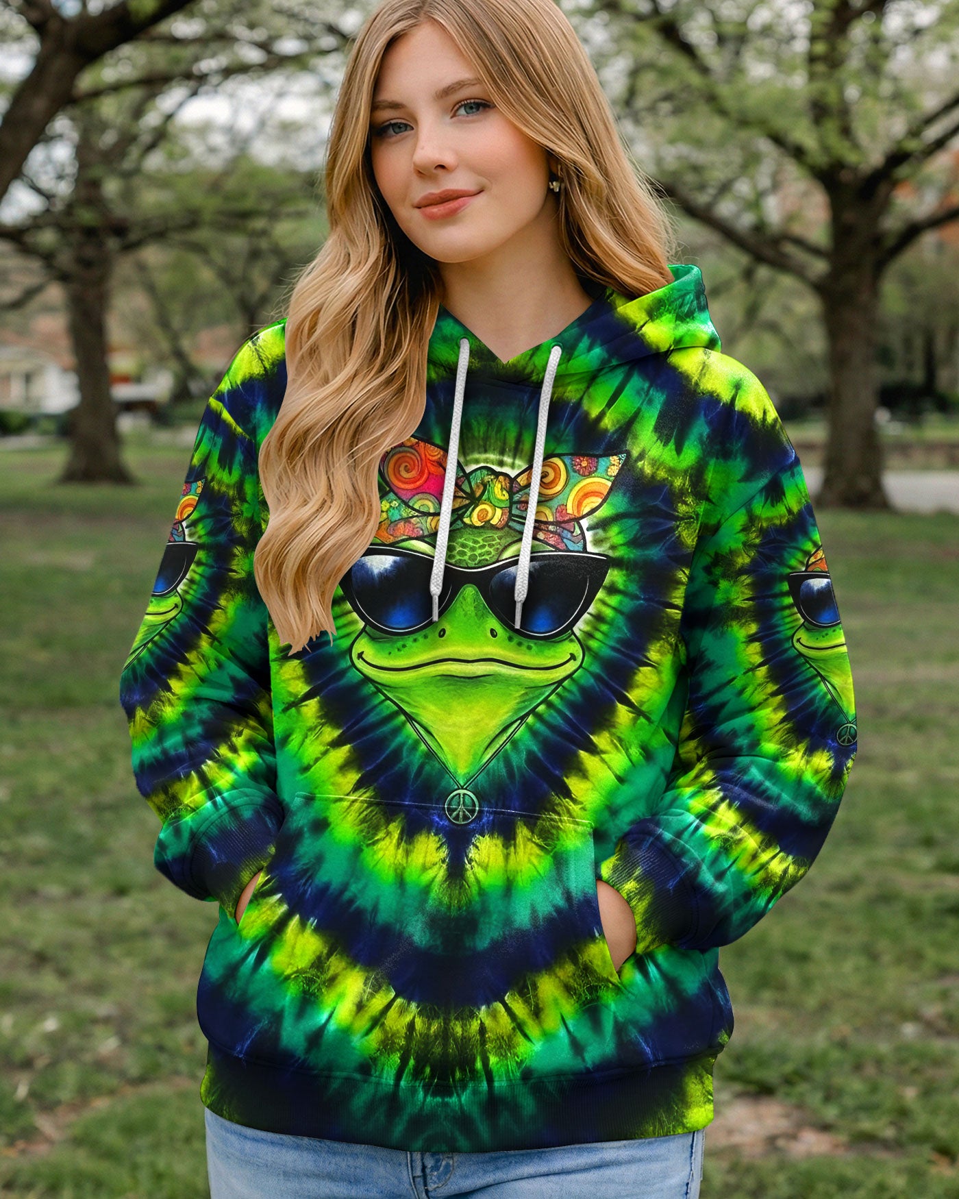 GROOVY GREEN SWIRL FROG ALL OVER PRINT - YHLT2701262
