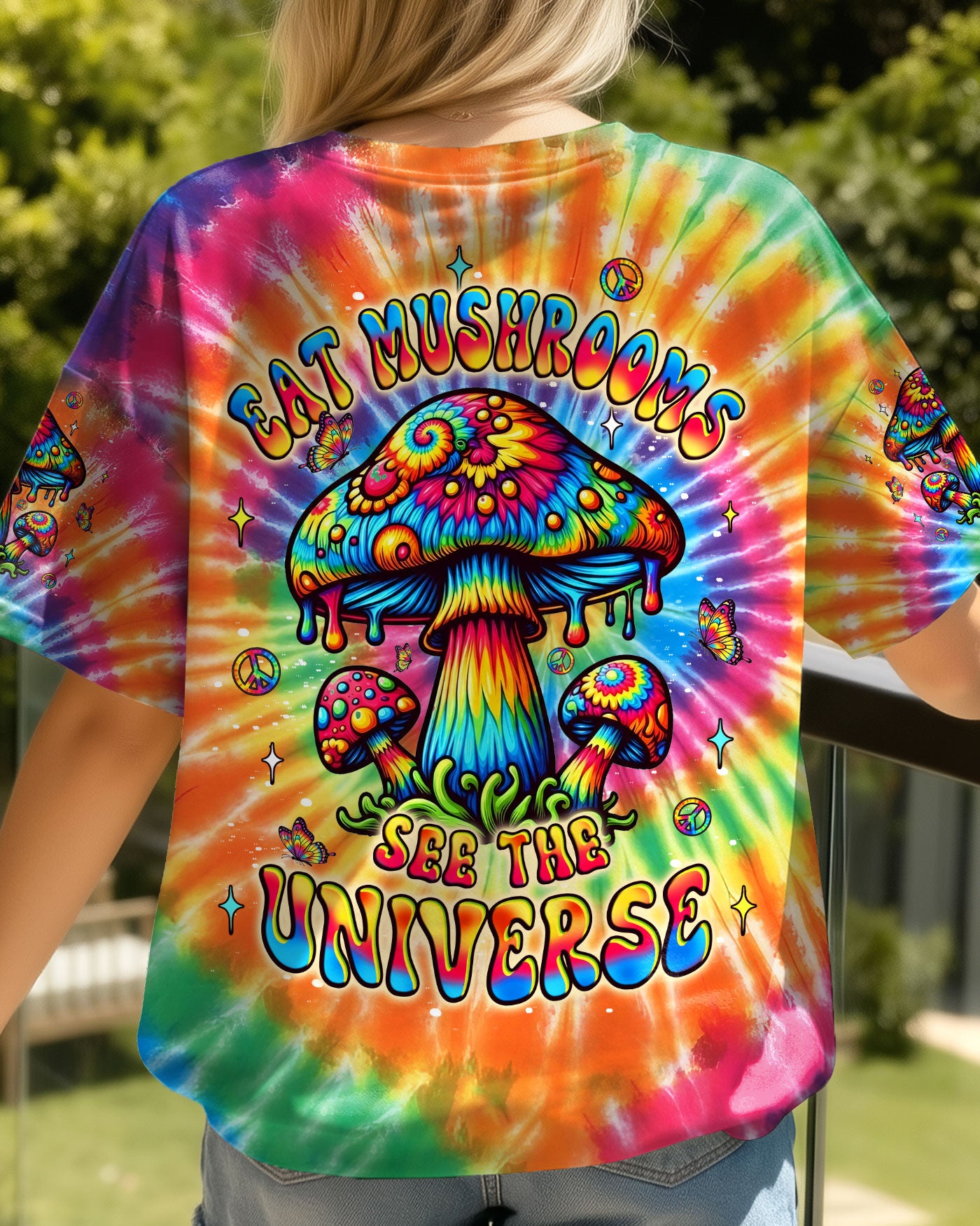 EAT MUSHROOMS SEE THE UNIVERSE TIE DYE ALL OVER PRINT - YHLT0212253
