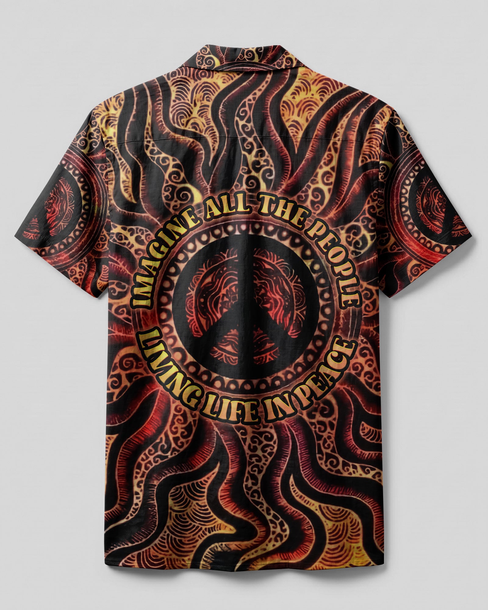 IMAGINE ALL THE PEOPLE LIVING LIFE IN PEACE ABSTRACT CAMP SHIRT - YHDU0905233
