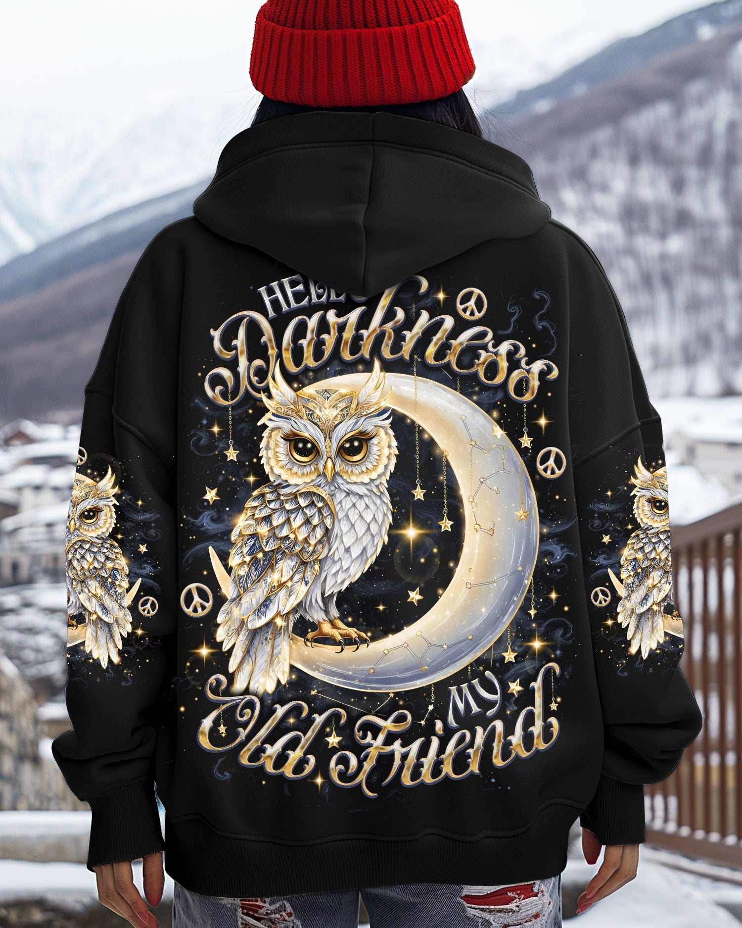 HELLO DARKNESS MY OLD FRIEND OWL MOON ALL OVER PRINT - TLNO0907252