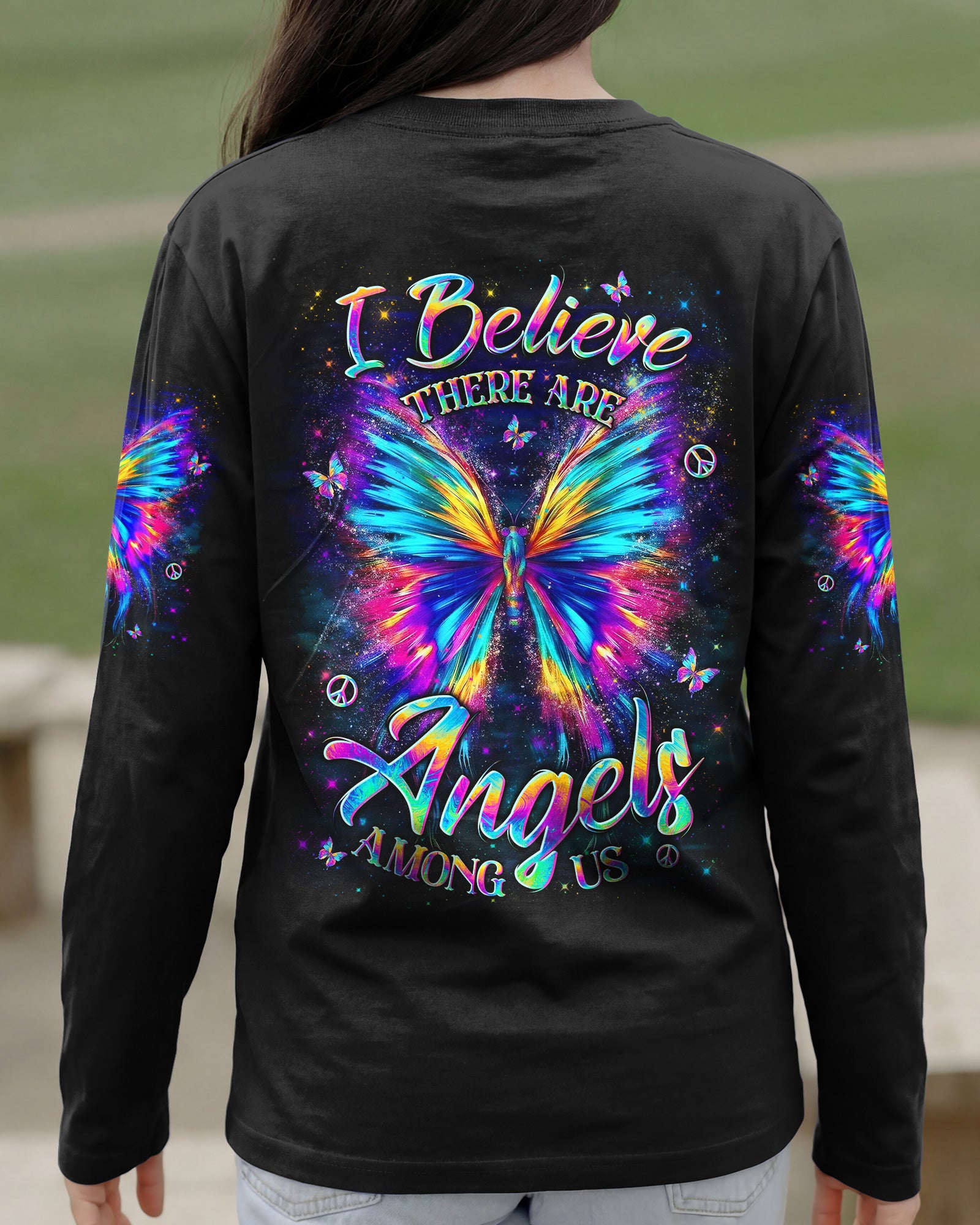 I BELIEVE THERE ARE ANGELS AMONG US BUTTERFLY ALL OVER PRINT - YHLN0402262
