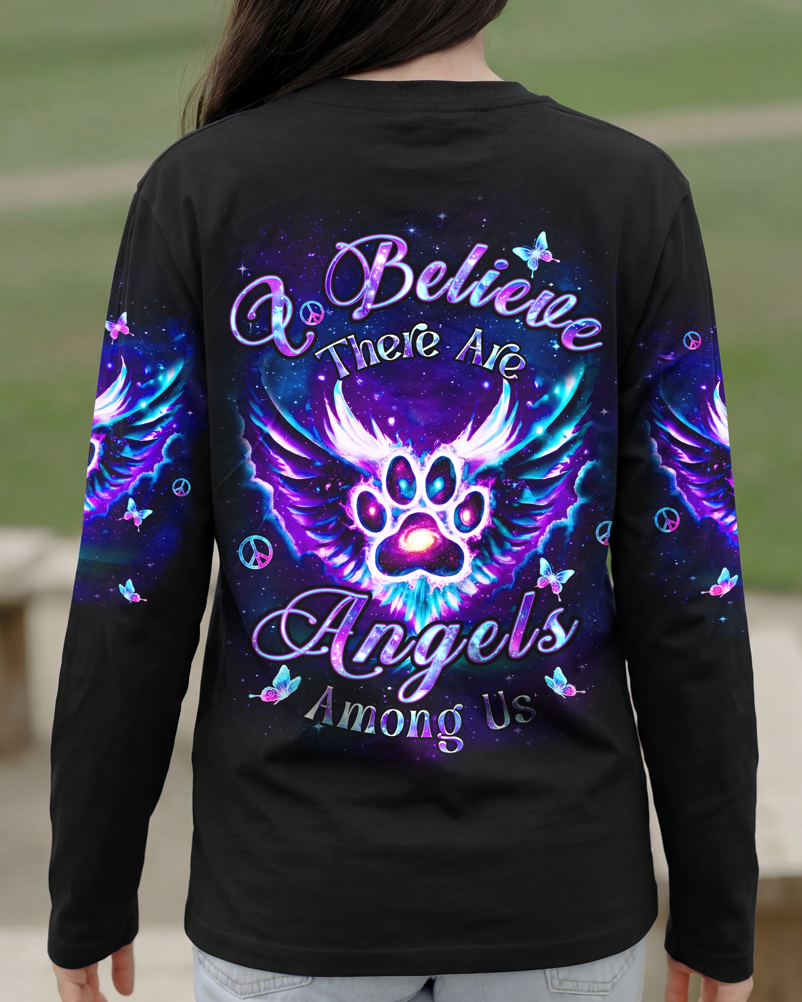 I BELIEVE THERE ARE ANGELS AMONG US PAW PRINT ALL OVER PRINT - YHHN3001262