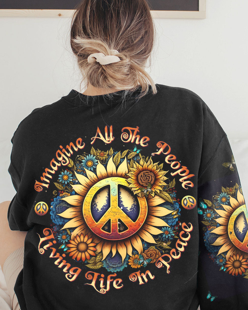 IMAGINE ALL THE PEOPLE LIVING LIFE IN PEACE SUNFLOWER ALL OVER PRINT - YHHN1603233