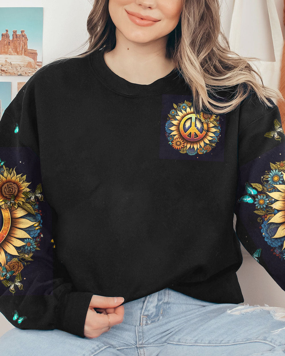 IMAGINE ALL THE PEOPLE LIVING LIFE IN PEACE SUNFLOWER ALL OVER PRINT - YHHN1603233
