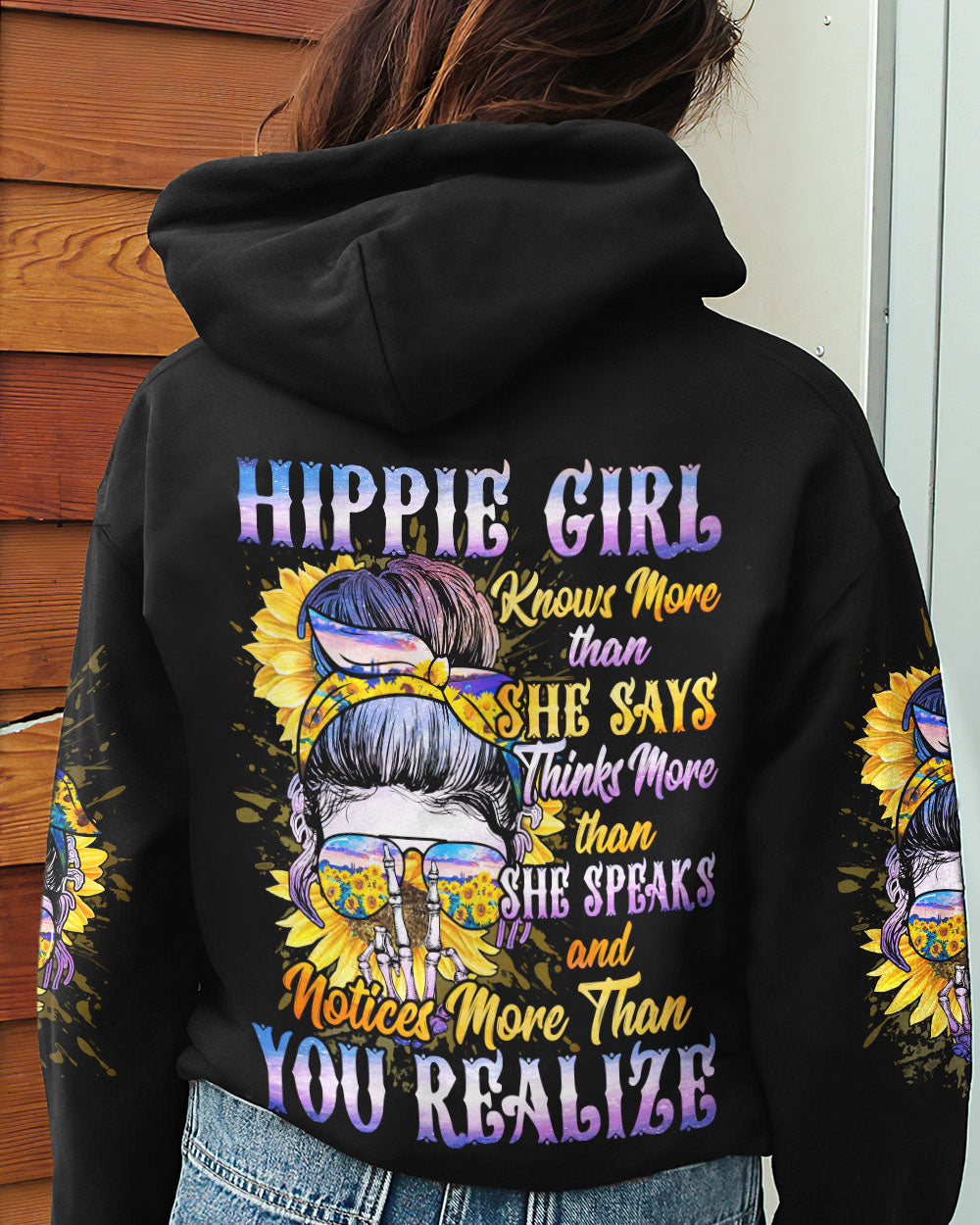 HIPPIE GIRL KNOWS MORE THAN SHE SAYS ALL OVER PRINT - TA0102231