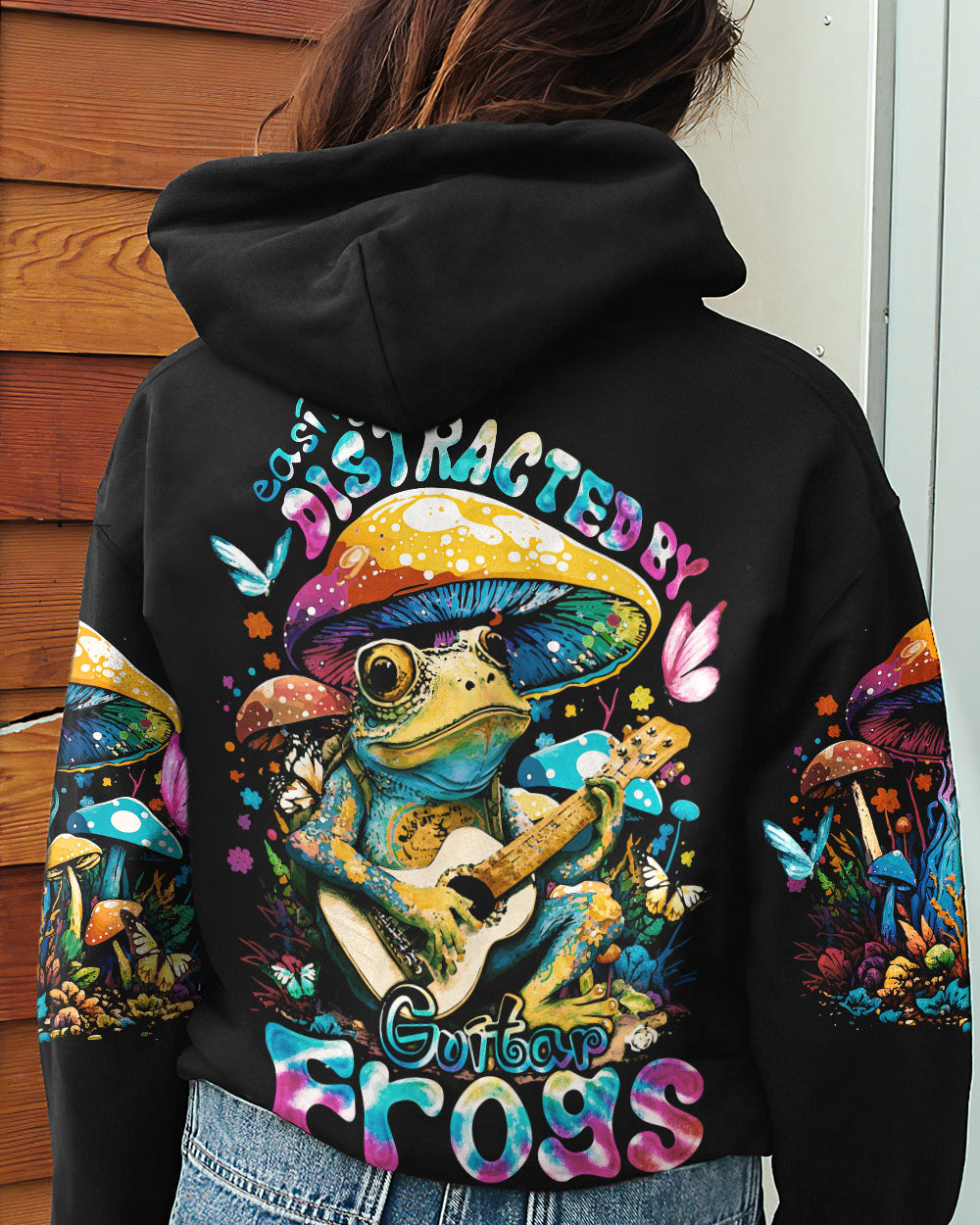 EASILY DISTRACTED BY GUITAR FROGS ALL OVER PRINT - TY2202231