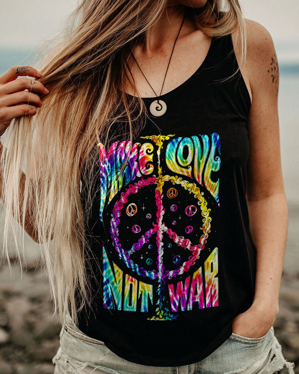 MAKE LOVE NOT WAR TIE DYE ALL OVER PRINT - TA2802233