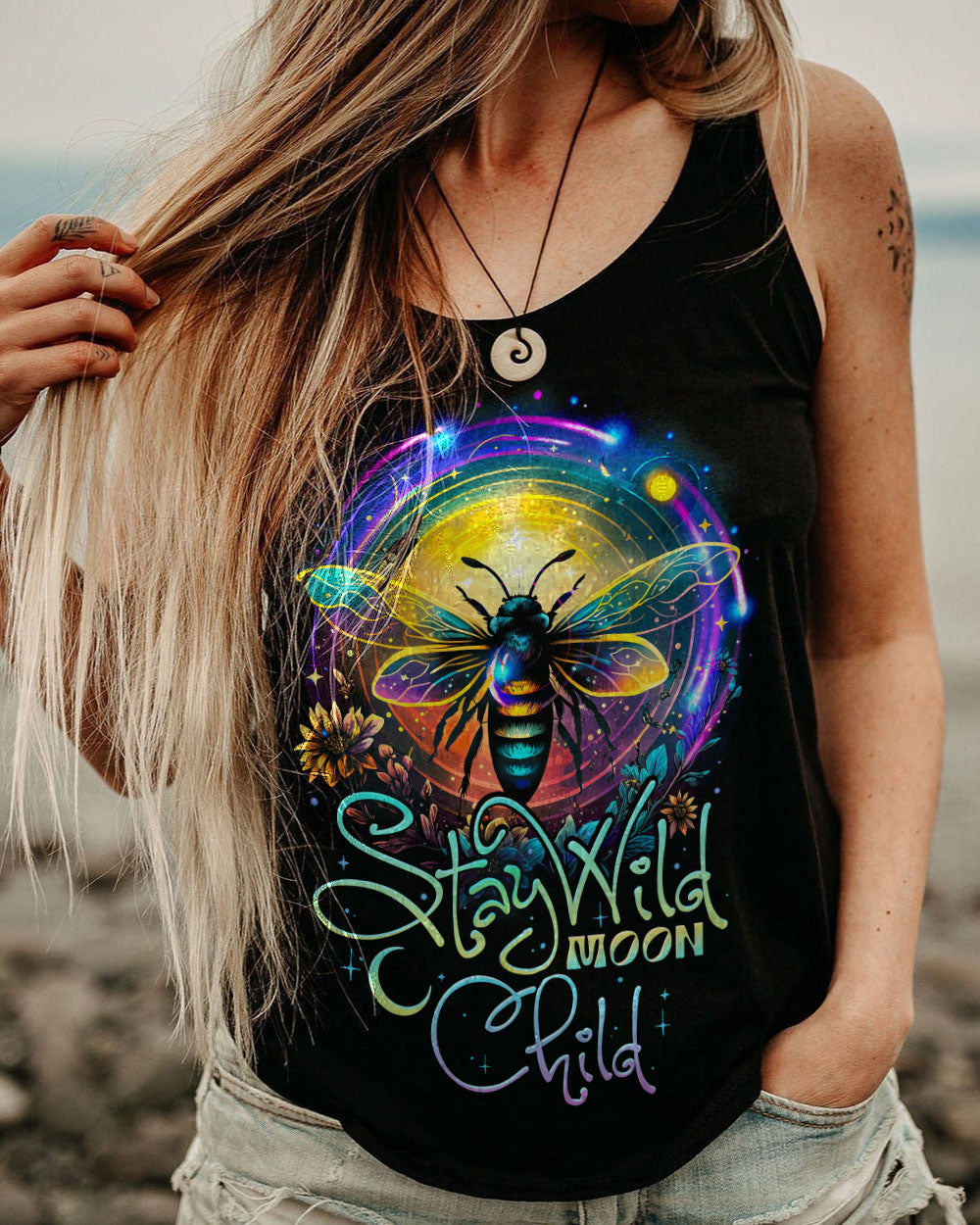 STAY WILD MOON CHILD BEE ALL OVER PRINT - TY0803233