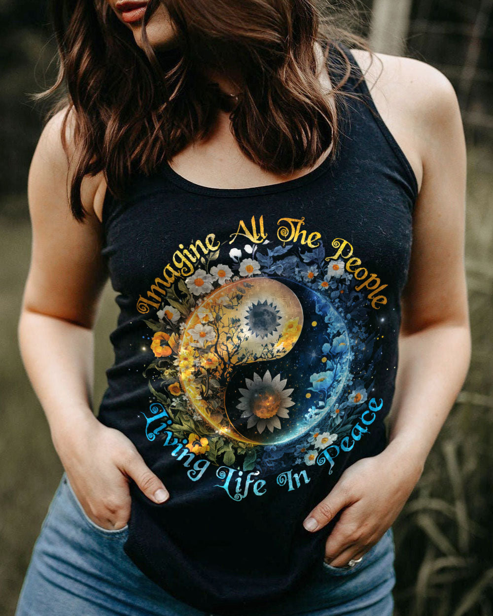 IMAGINE ALL THE PEOPLE LIVING LIFE IN PEACE YINYANG ALL OVER PRINT - TLNO0803233