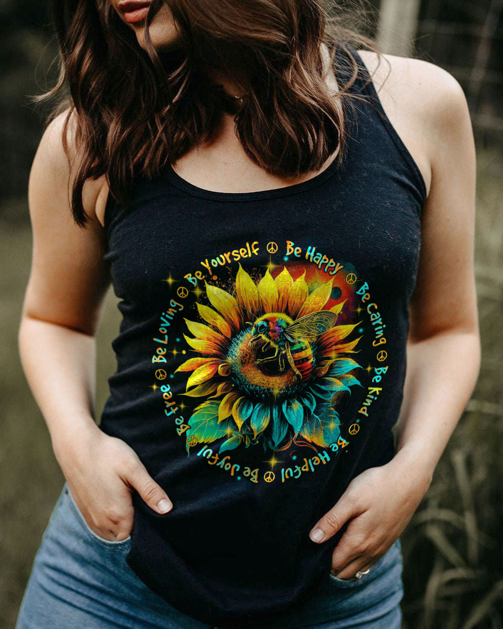 BE HAPPY SUNFLOWER ALL OVER PRINT - TYTM1603232