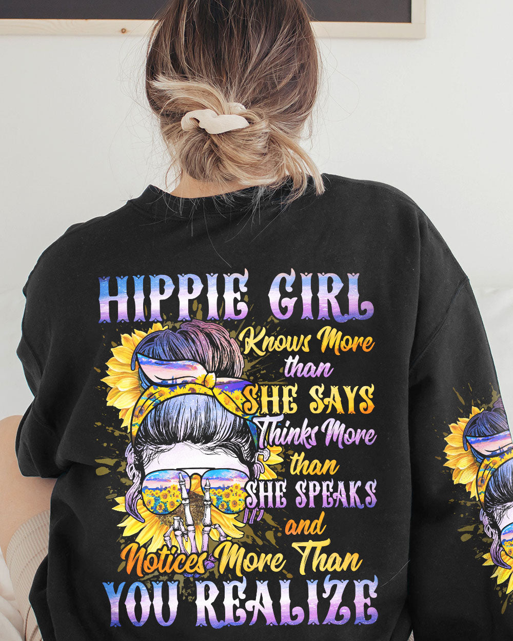 HIPPIE GIRL KNOWS MORE THAN SHE SAYS ALL OVER PRINT - TA0102231