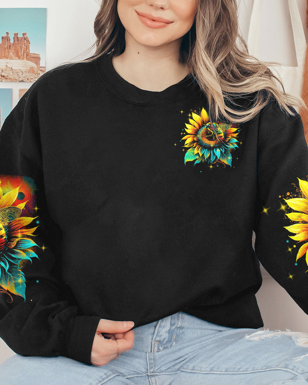 BE HAPPY SUNFLOWER ALL OVER PRINT - TYTM1603232