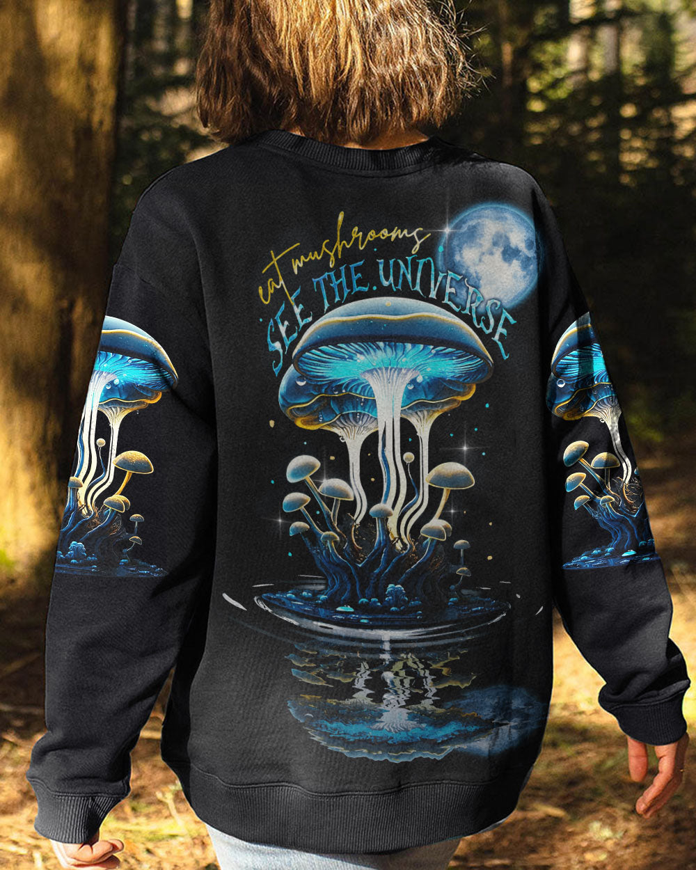 EAT MUSHROOMS SEE THE UNIVERSE NEON ALL OVER PRINT - TA0103231