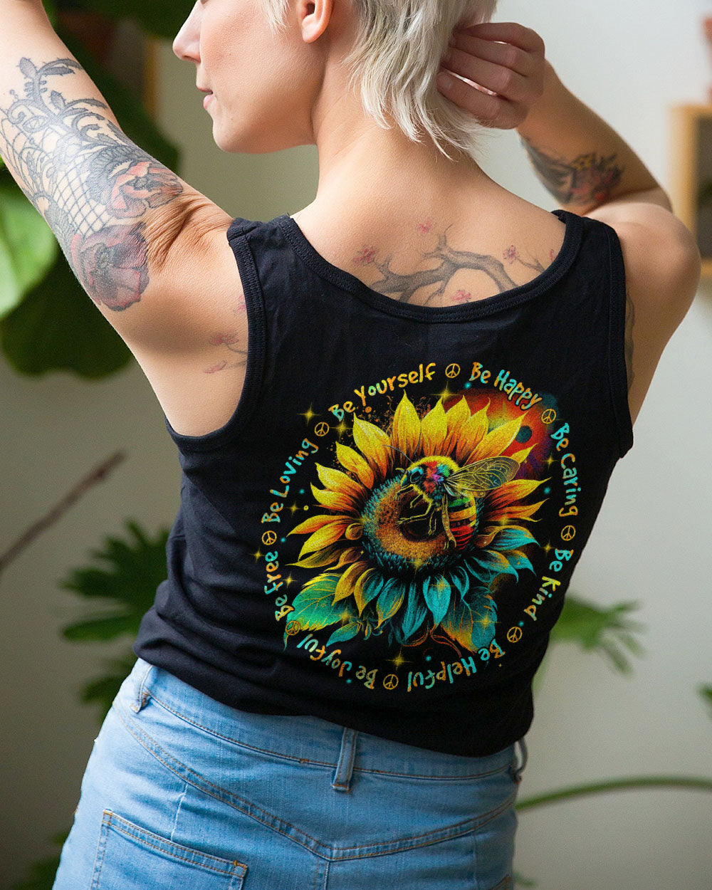 BE HAPPY SUNFLOWER ALL OVER PRINT - TYTM1603232