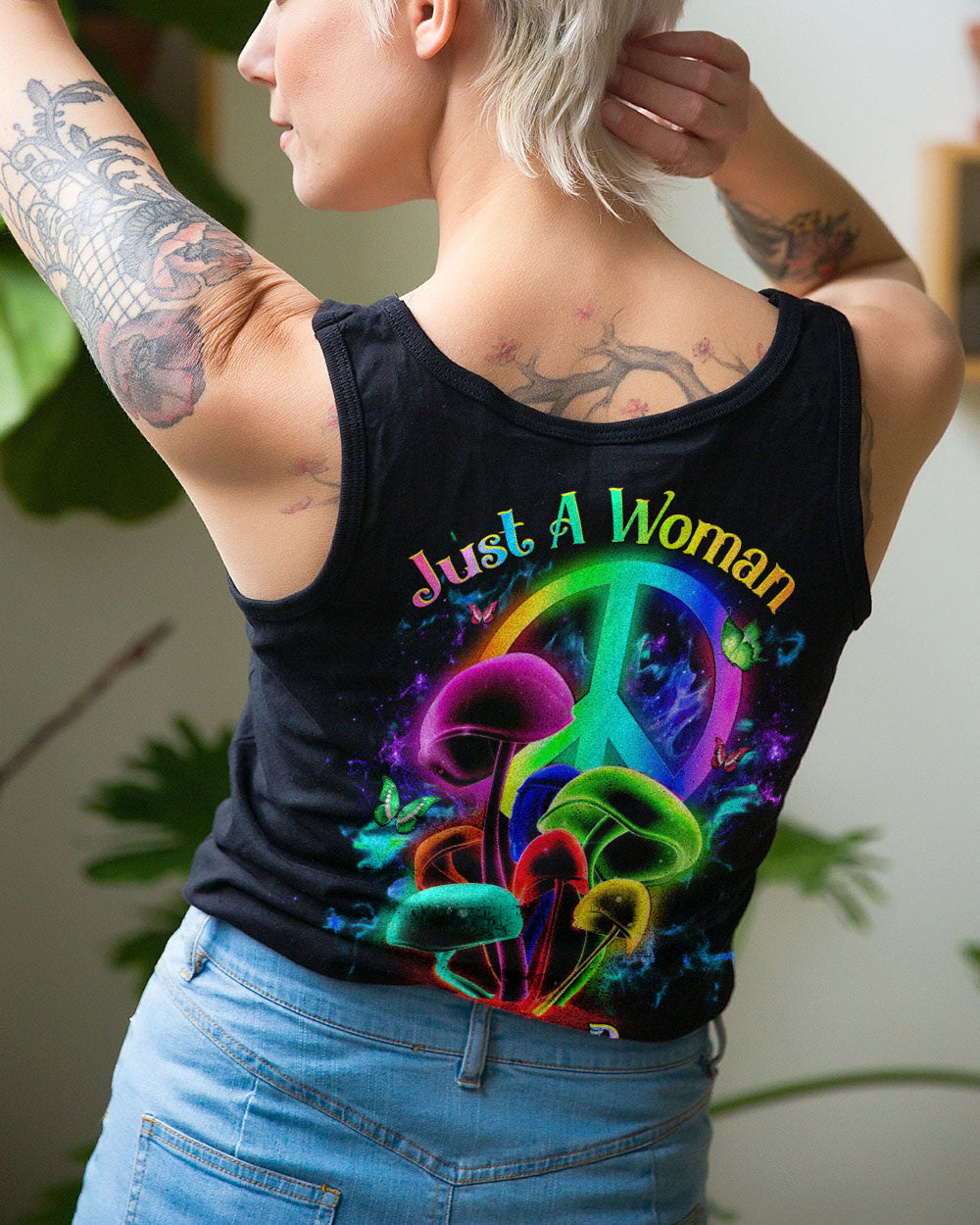 JUST A WOMAN WHO LOVES PEACE ALL OVER PRINT - YHHG1603234