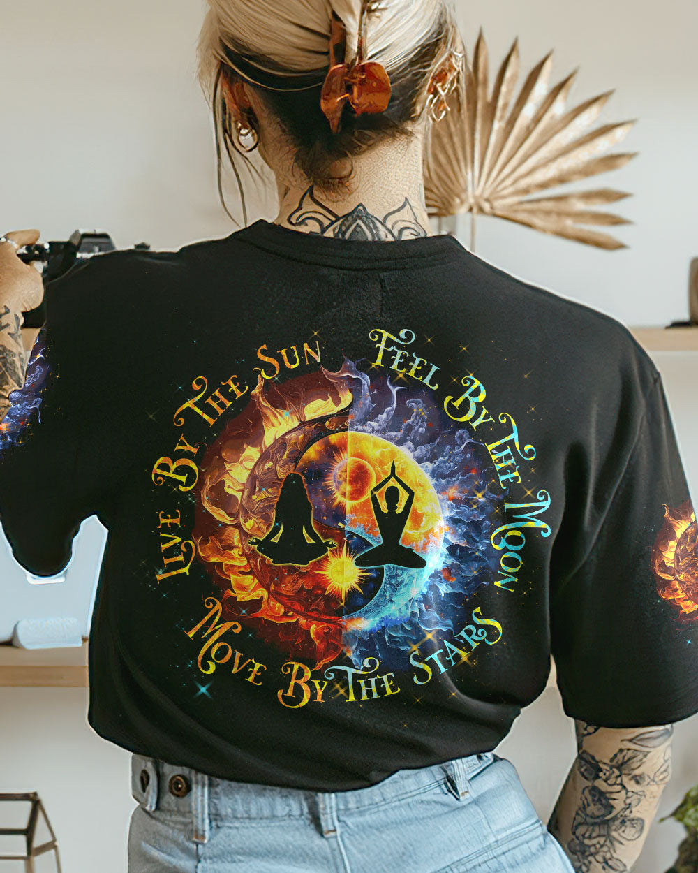 LIVE BY THE SUN YOGA SUN AND MOON ALL OVER PRINT - TYTM0803231