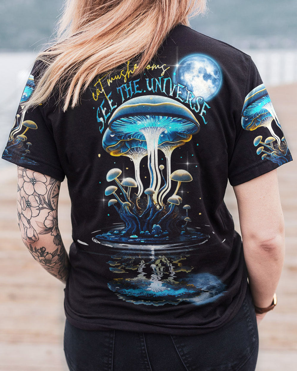EAT MUSHROOMS SEE THE UNIVERSE NEON ALL OVER PRINT - TA0103231