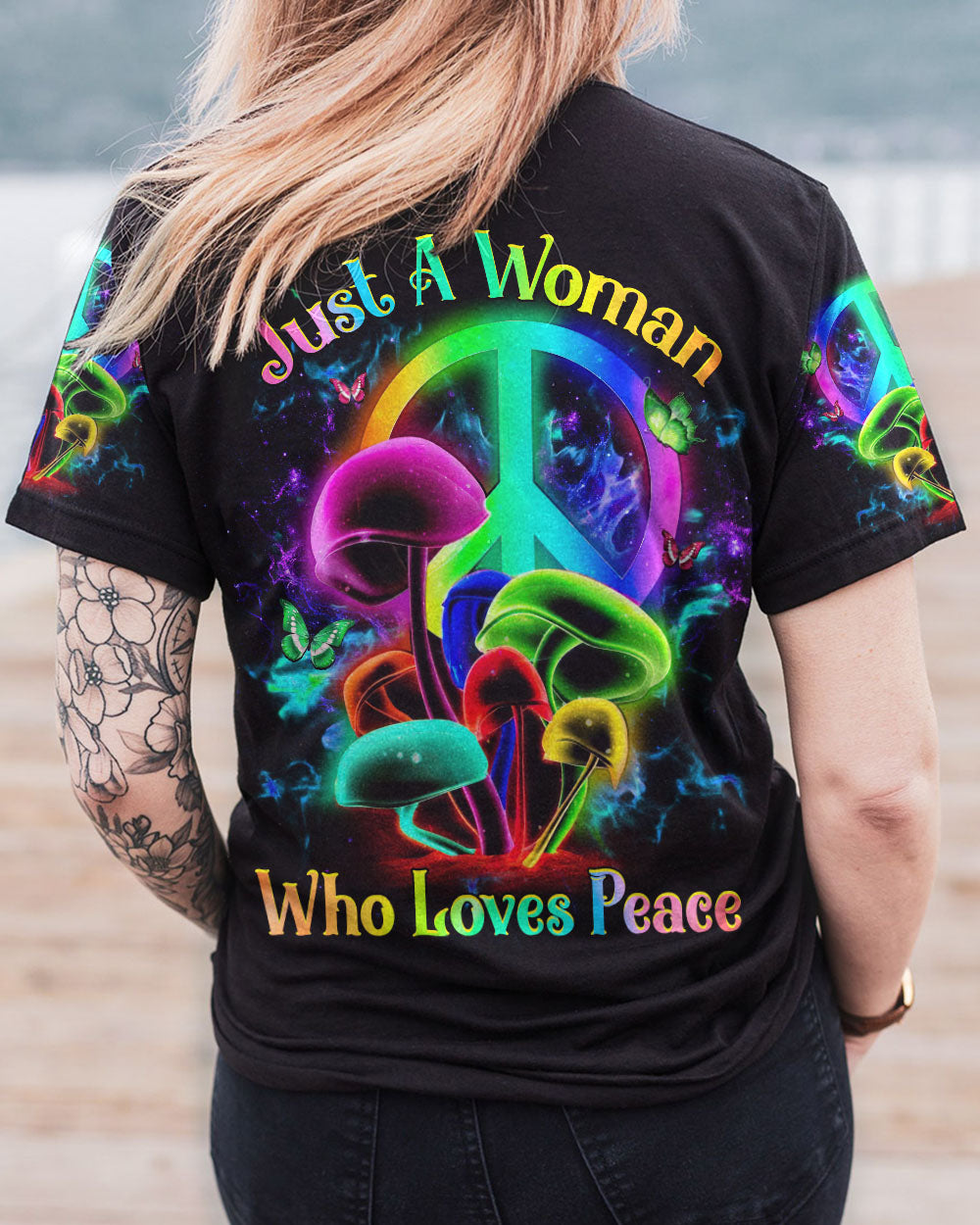 JUST A WOMAN WHO LOVES PEACE ALL OVER PRINT - YHHG1603234
