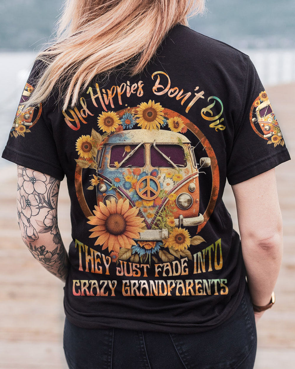 OLD HIPPIES DON'T DIE SUNFLOWER ALL OVER PRINT - YHLN0303231