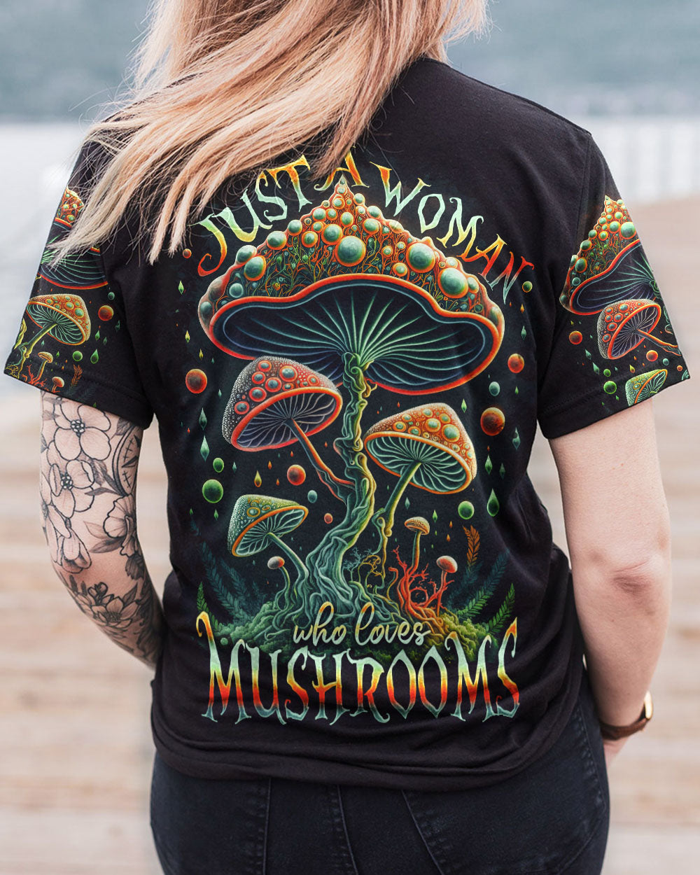 JUST A WOMAN WHO LOVES MUSHROOMS ALL OVER PRINT - TA2102231