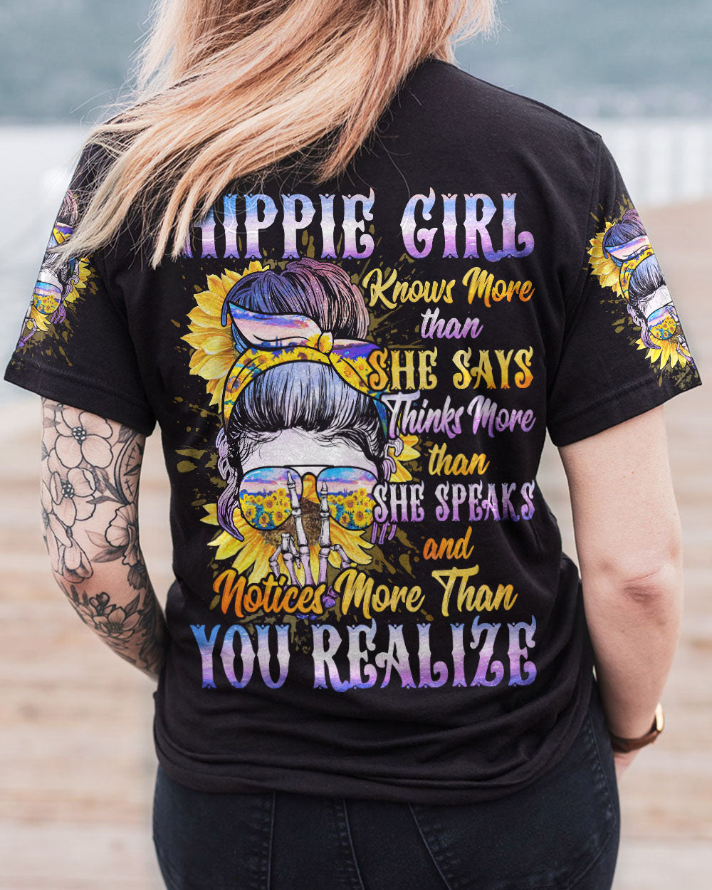 HIPPIE GIRL KNOWS MORE THAN SHE SAYS ALL OVER PRINT - TA0102231