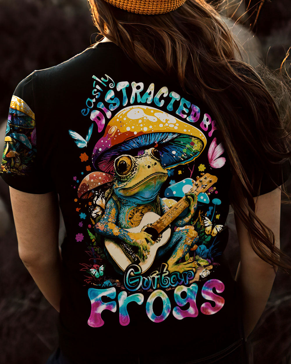 EASILY DISTRACTED BY GUITAR FROGS ALL OVER PRINT - TY2202231