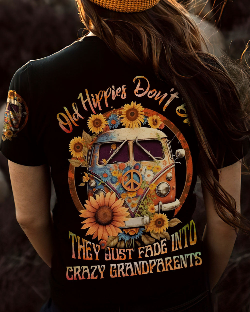 OLD HIPPIES DON'T DIE SUNFLOWER ALL OVER PRINT - YHLN0303231