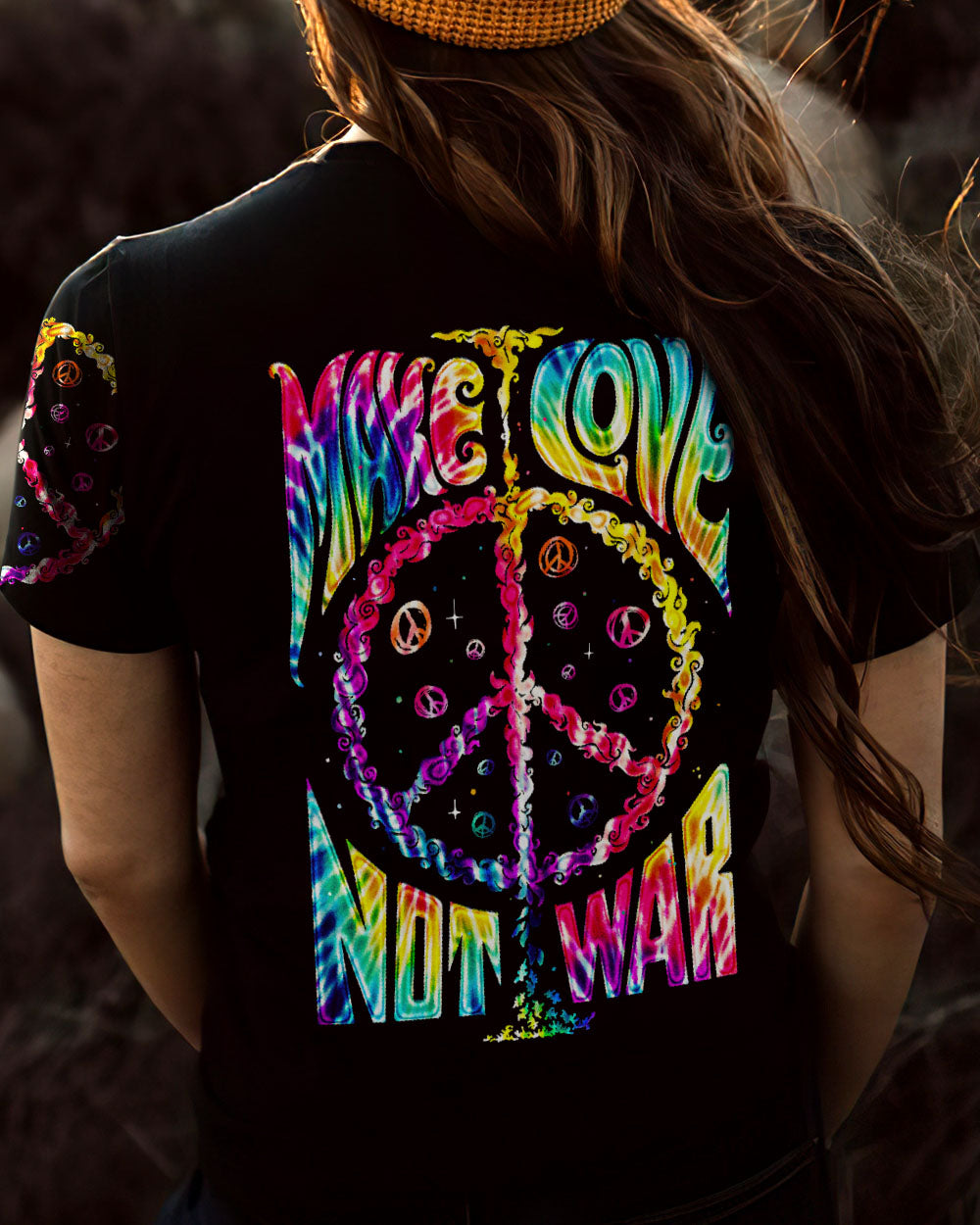 MAKE LOVE NOT WAR TIE DYE ALL OVER PRINT - TA2802233
