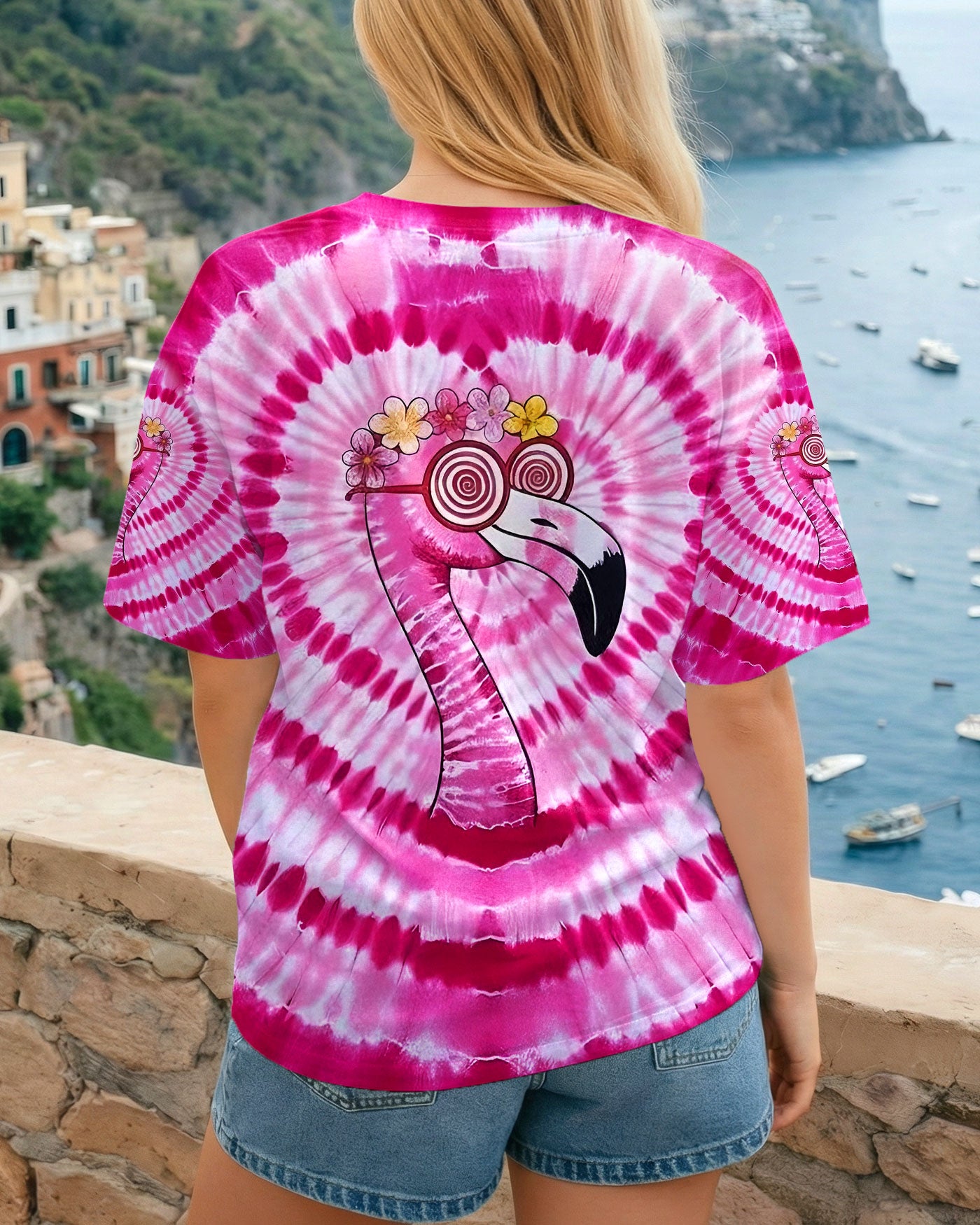 PINK SWIRL FUNNY FLAMINGO ALL OVER PRINT - YHLT2201261