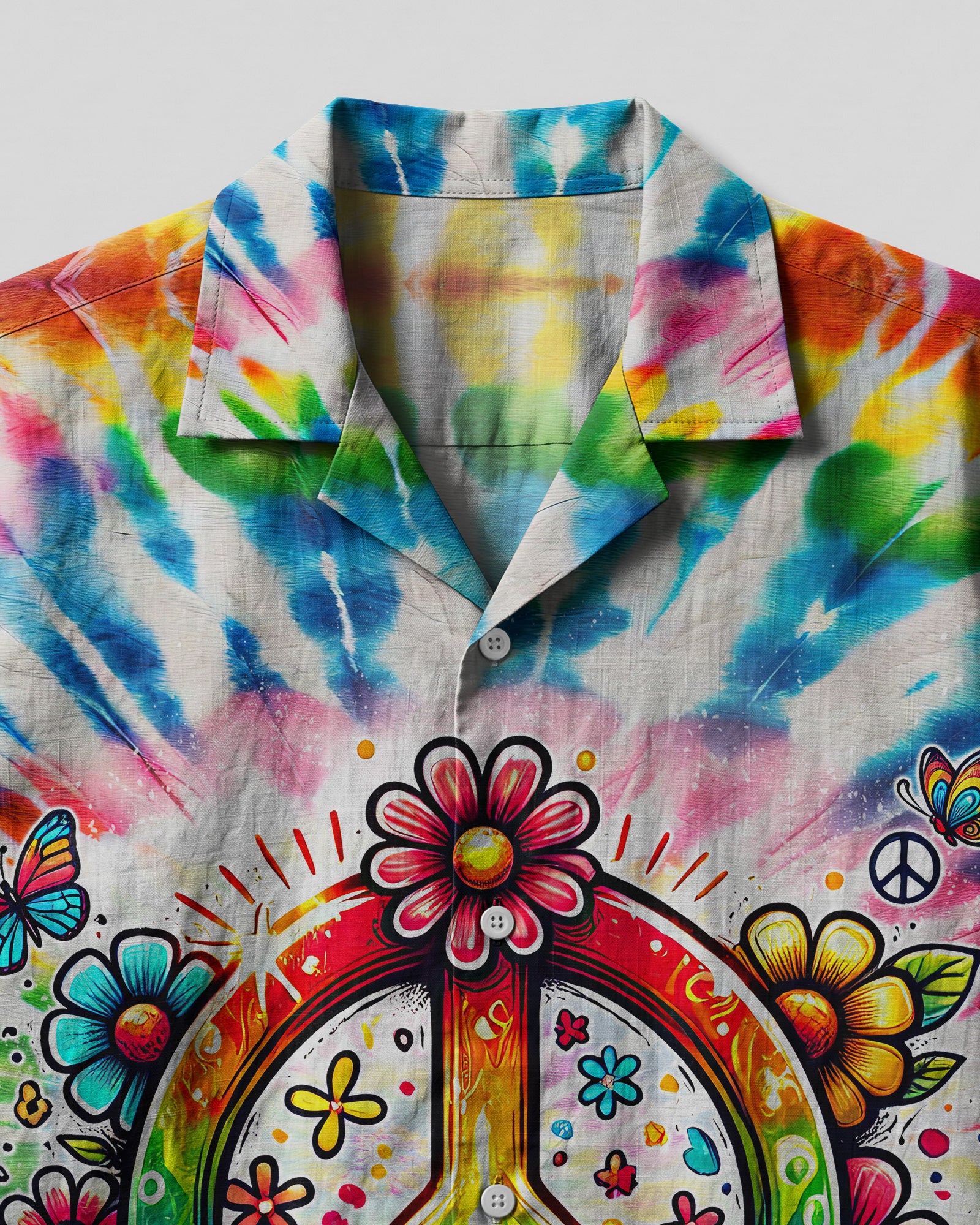 IMAGINE ALL THE PEOPLE LIVING LIFE IN PEACE TIE DYE CAMP SHIRT - TYQY1504256