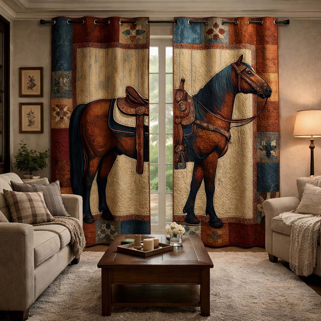 Prairie Horse Quilted Curtains GFTOQM2164