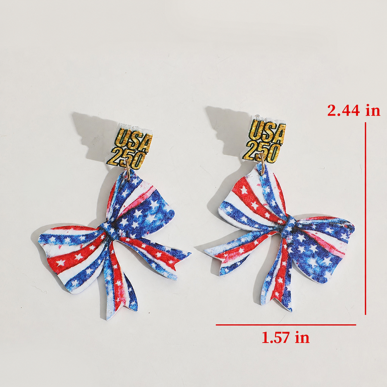 USA 250th Anniversary Flag Bow Earrings