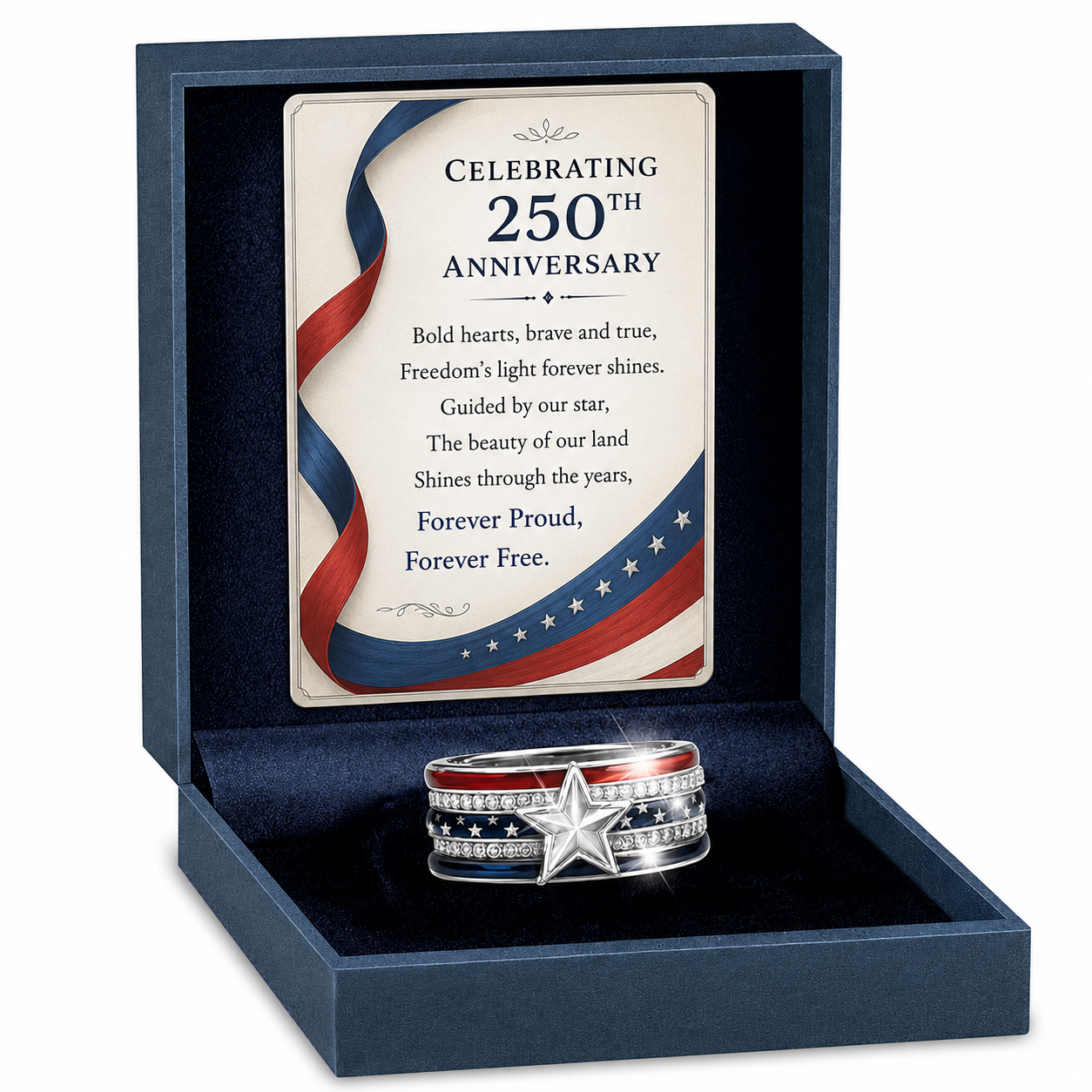 Patriotic Red White Blue Layered Ring for 250th Anniversary