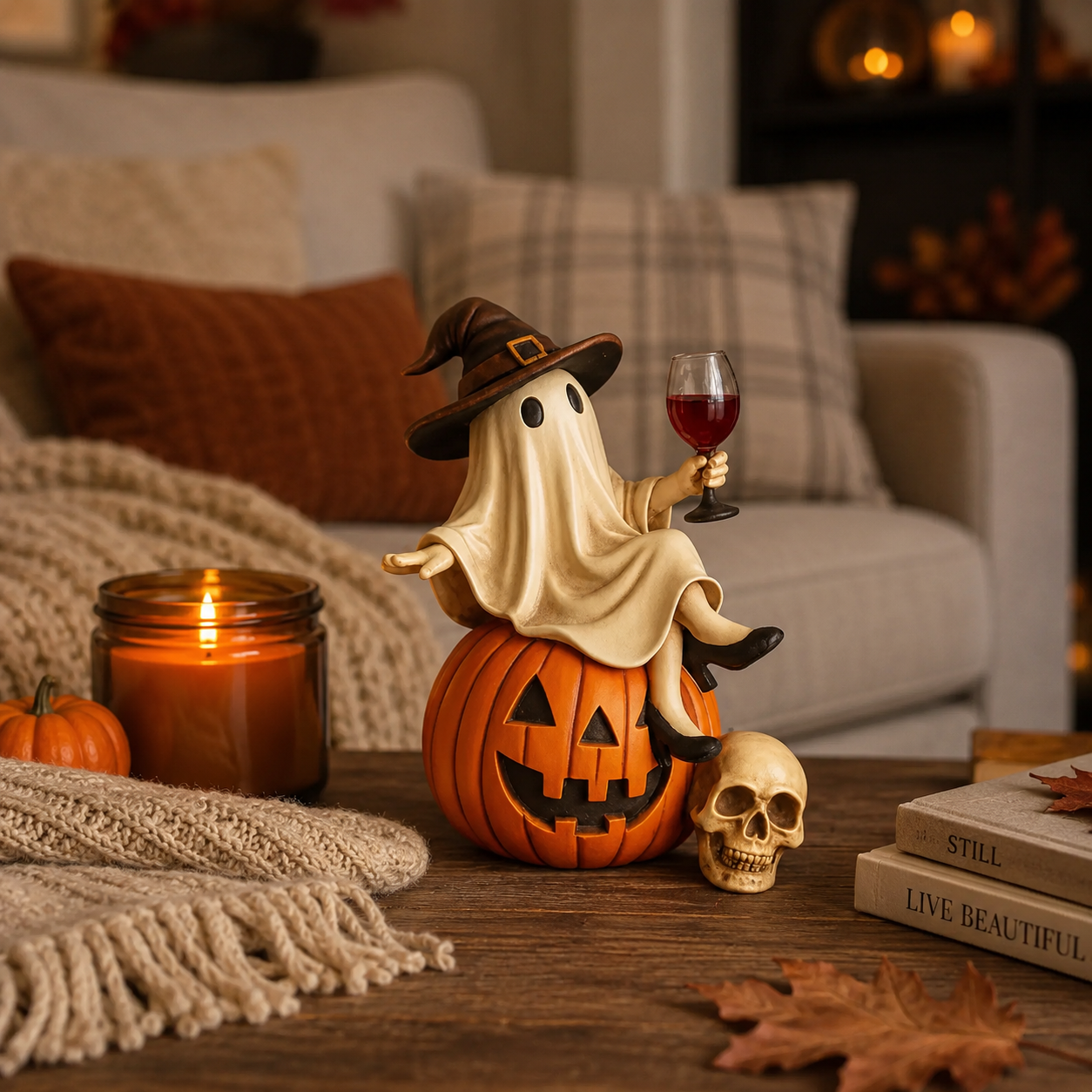 👻 Ghost Character Halloween Decor – Cute Seasonal Tabletop Decoration🍷